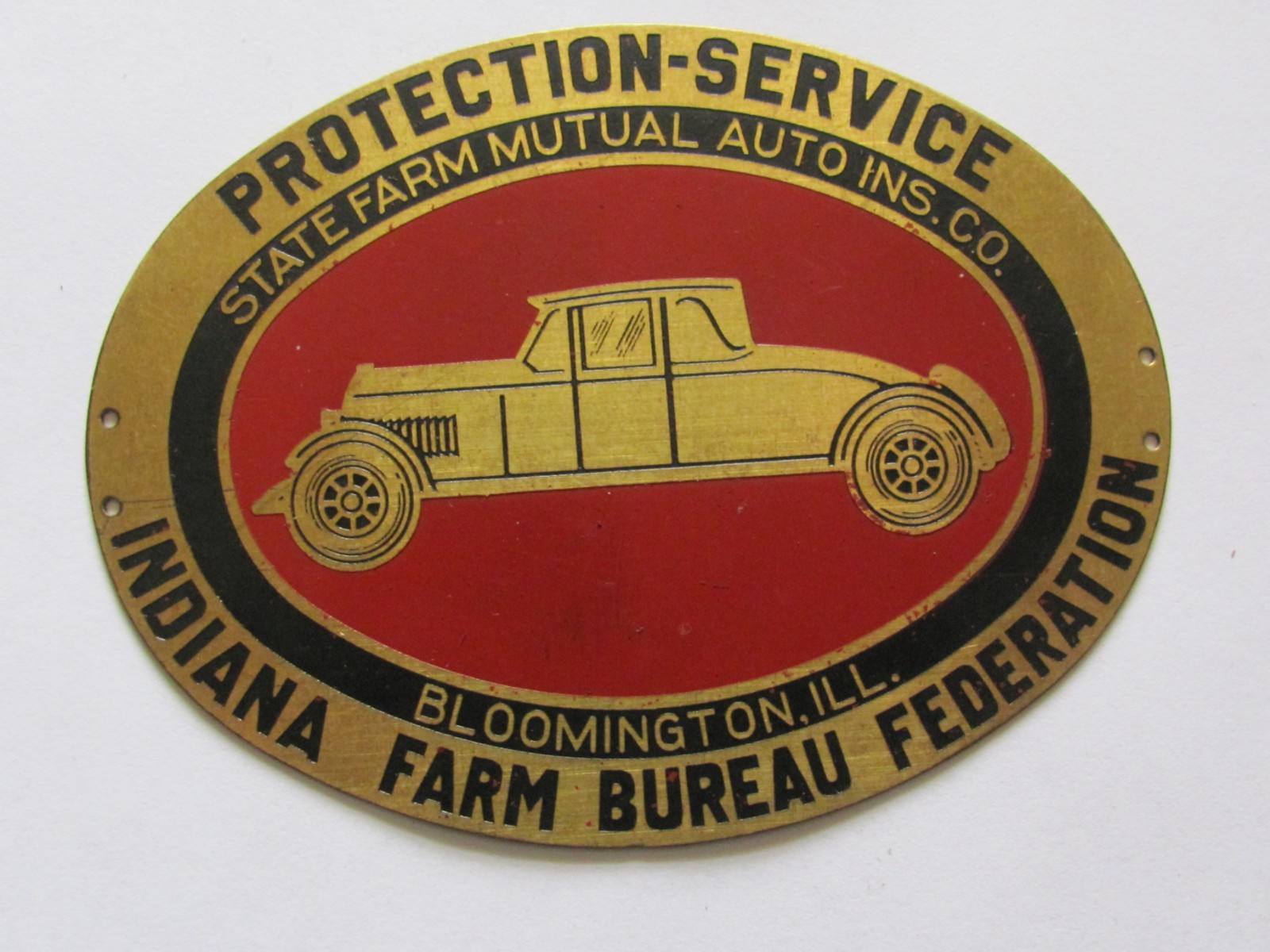 Old State Farm Insurance Indiana Farm Bureau Member Brass Plaque Sign Auto Car
