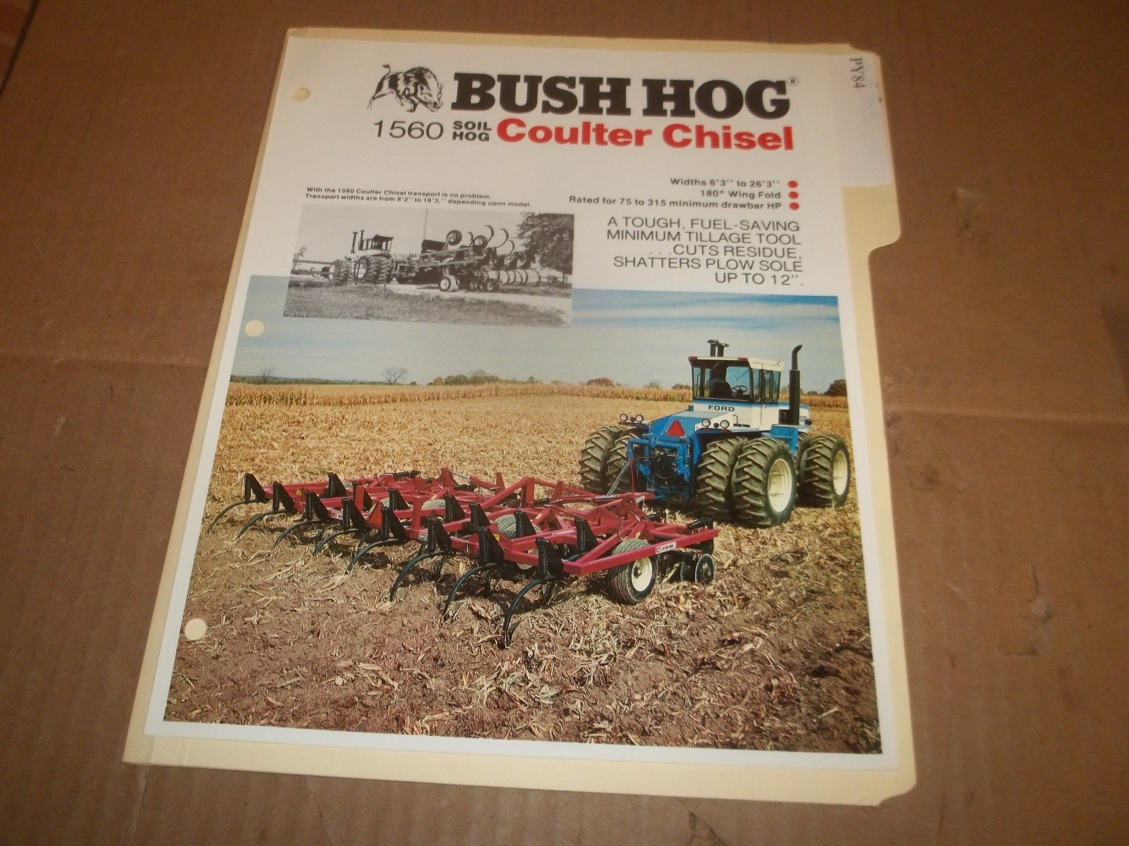 PY84) Bush Hog Sales Brochure 2 Pages – 1560 Soil Hog Coulter Chisel