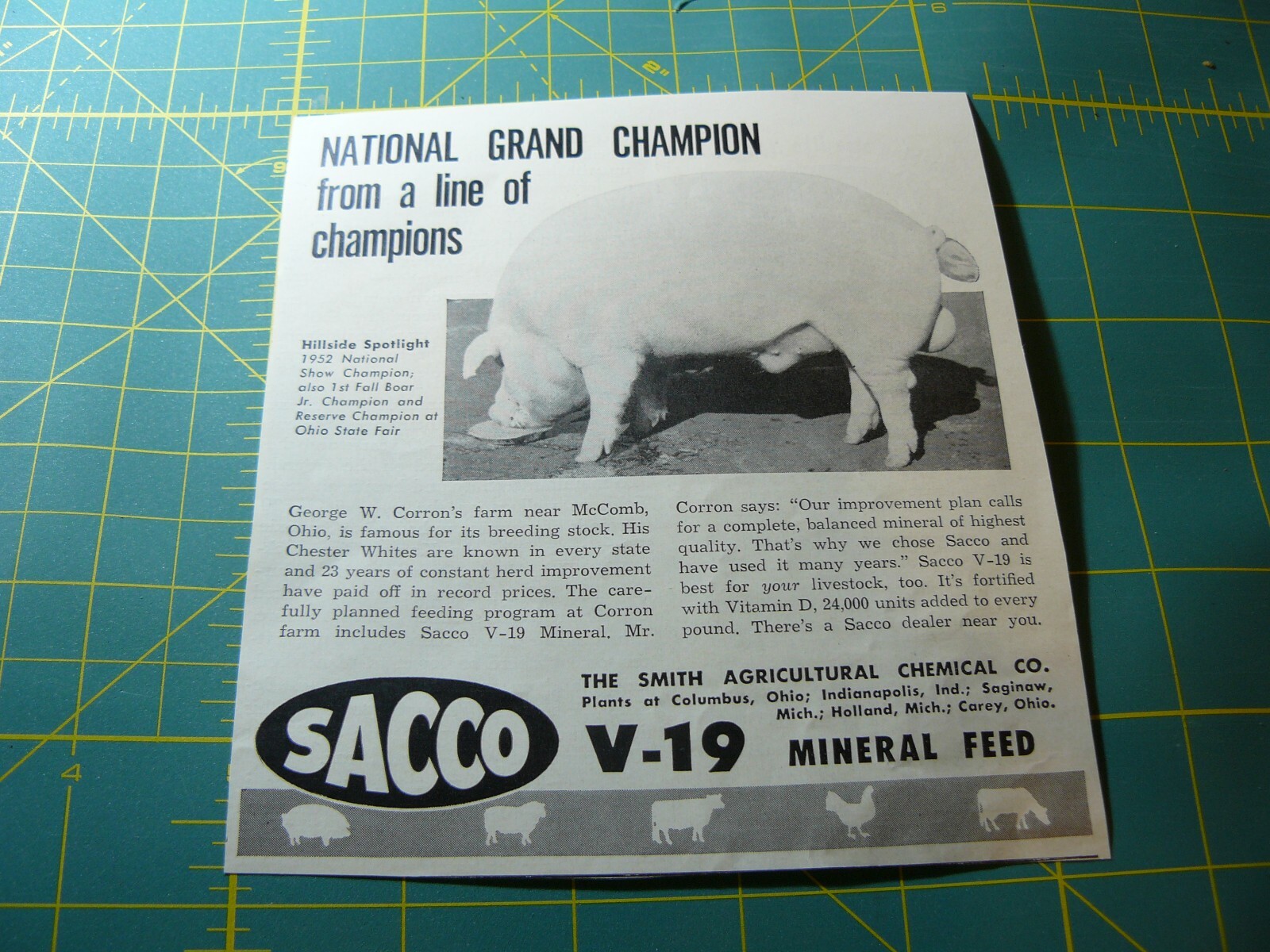 The FARM QUARTERLY -Autumn 1953- SACCO V-19 MINERAL FEED / PLANTS: OH, IND, MI