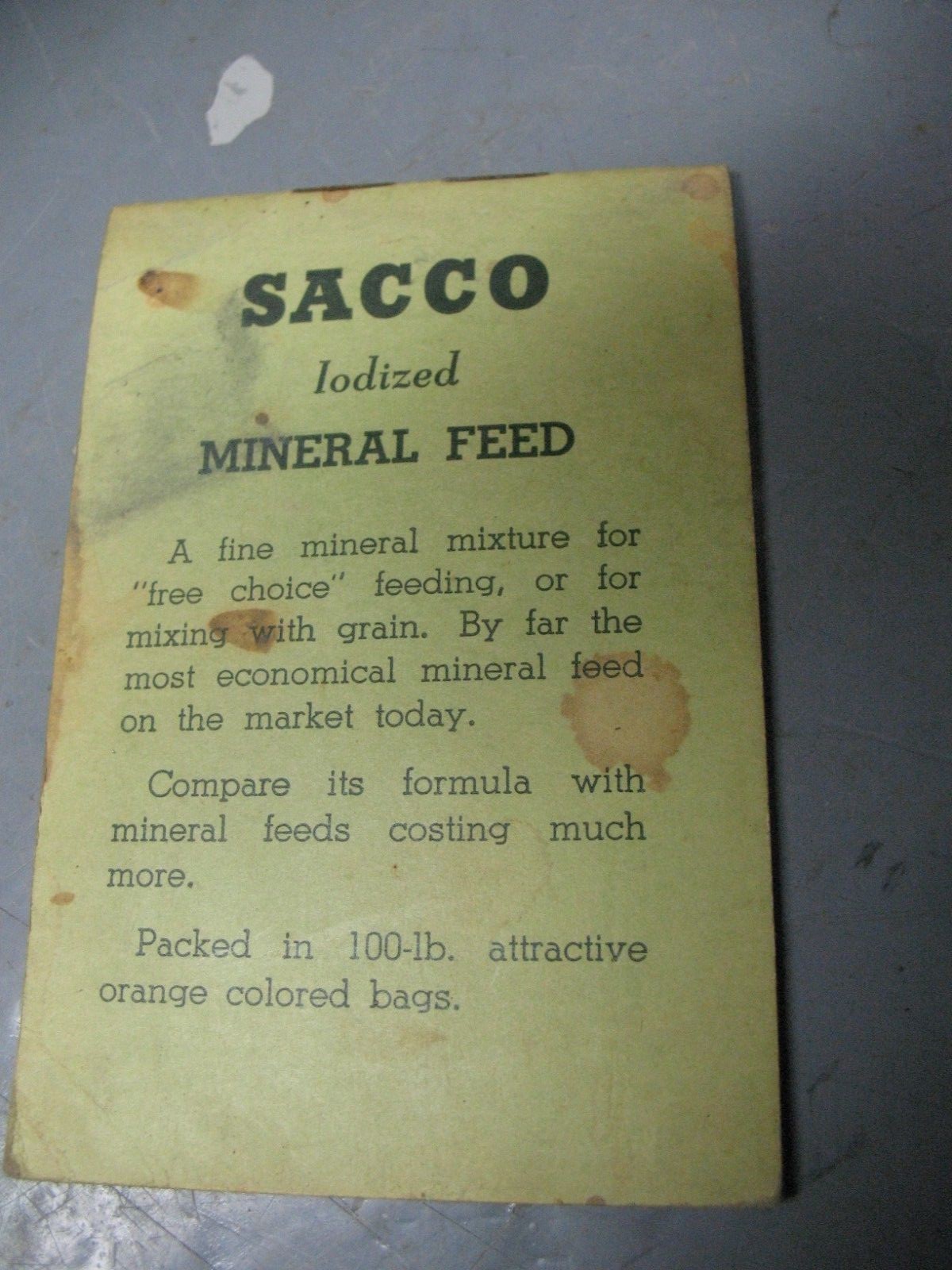 SACCO FERTILIZERS ADVERTISEMENT MEMO PAD 1930&rsquo;s — 4 » X 2 & 3/4 »