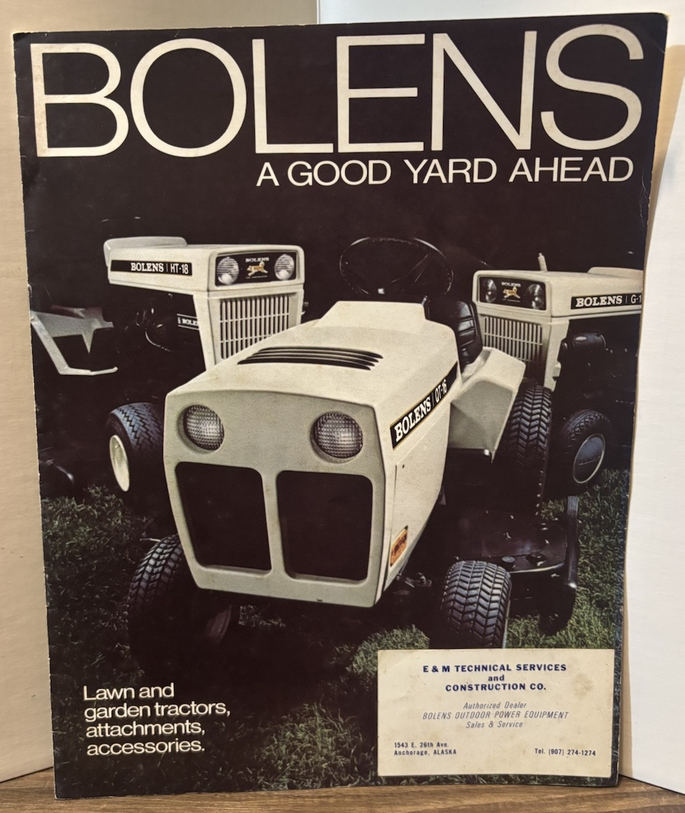 Vintage 1970’s BOLENS Lawnmower Lawn Garden Tractors BROCHURE. Alaska Dealer.