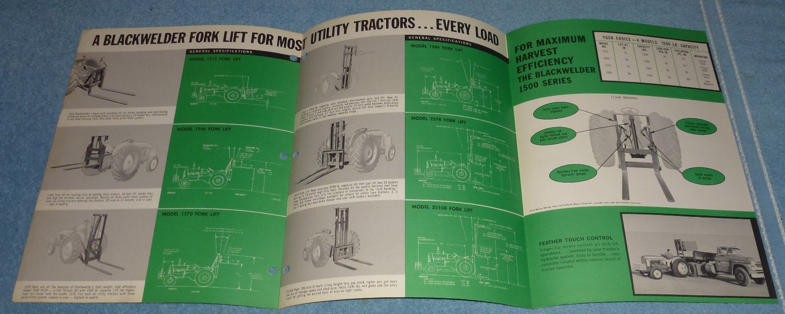 Vintage 1960s Blackwelder Mfg Co Fork Lifts 6 Models Farm Equipment Brochure