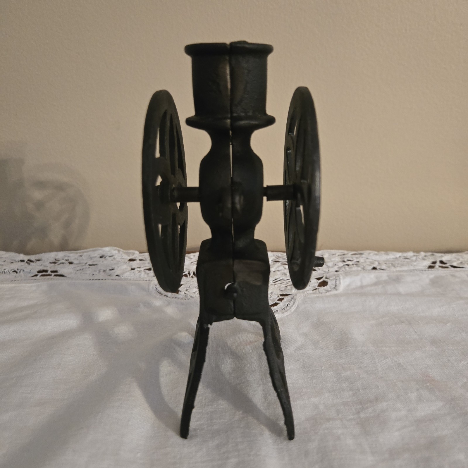 Vtg Black Cast Metal Salesman Sample Coffee Grinder Cream Separator Wheels Turn
