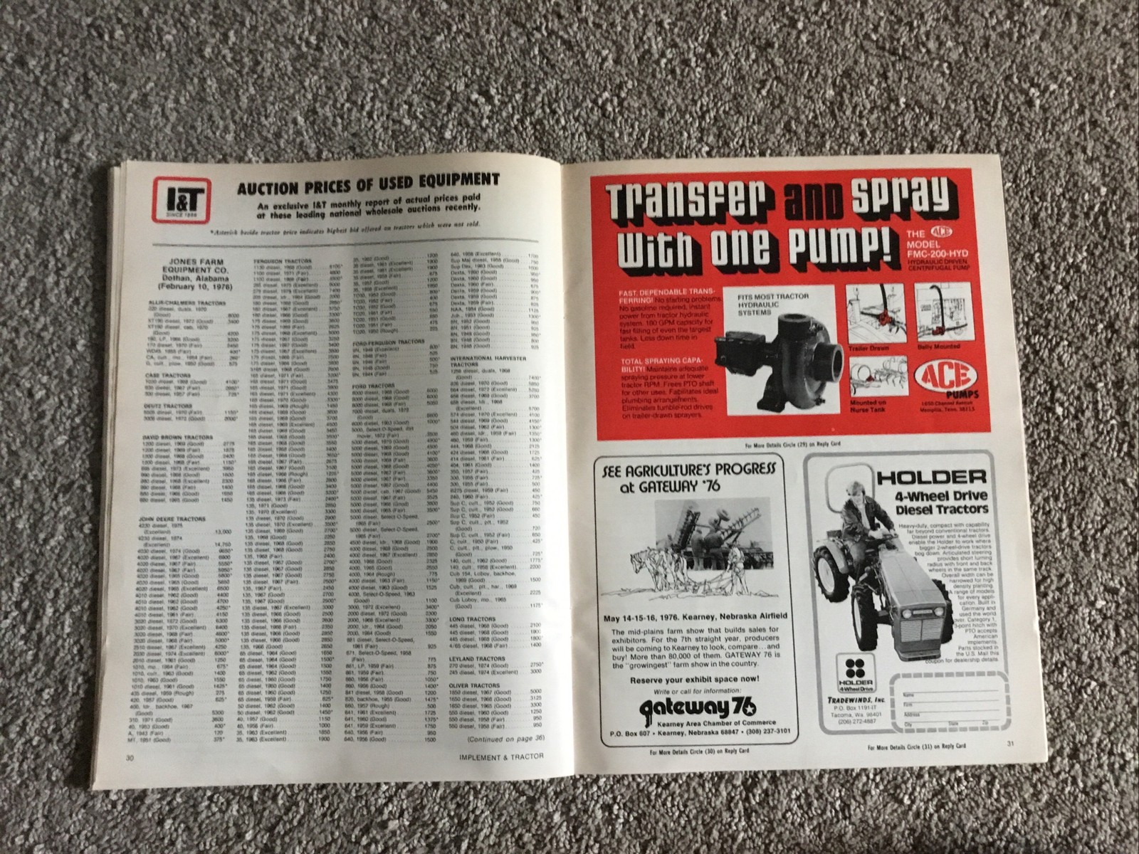 Implement & Tractor Magazine March 21, 1976 Farming Agriculture Vintage Ads J