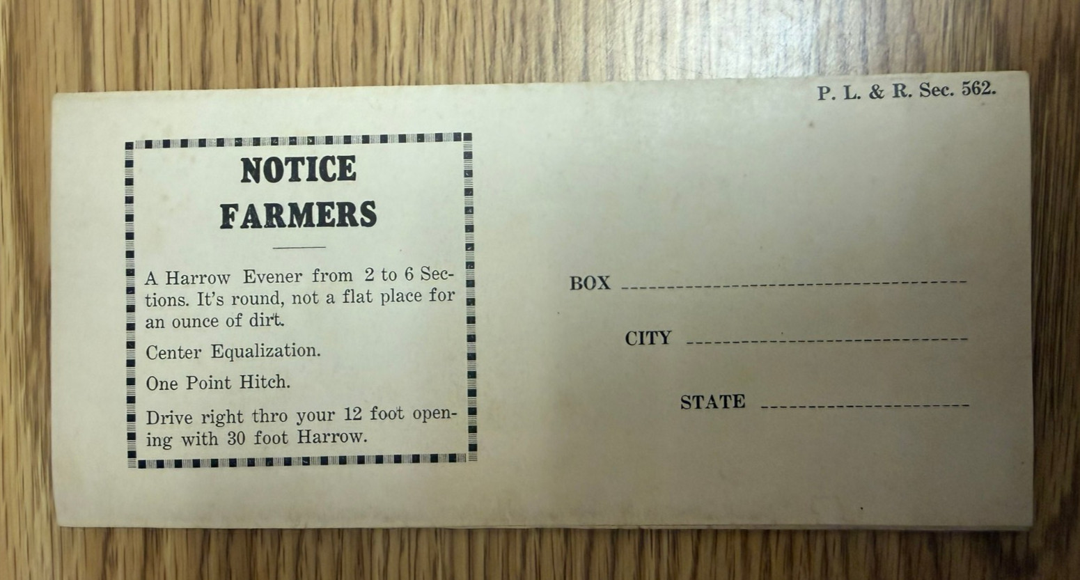 BROCHURE NOBLE HARROW EVENER NOBEL MFG. SAC CITY IOWA