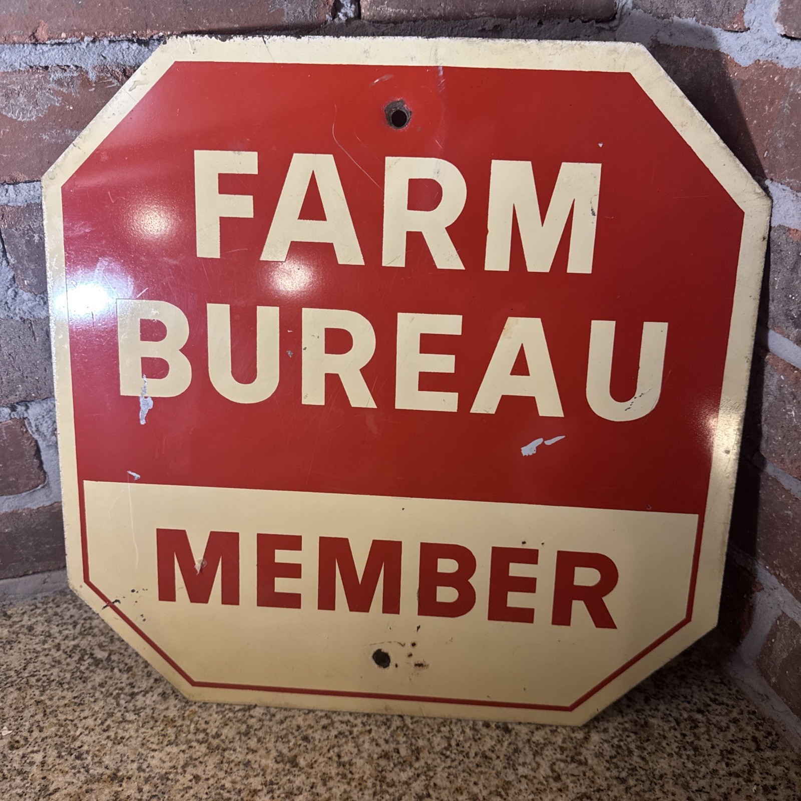 Vintage Farm Bureau & Stop Sign 15&Prime; X 15&Prime; Metal Sign Dekalb County Illinois