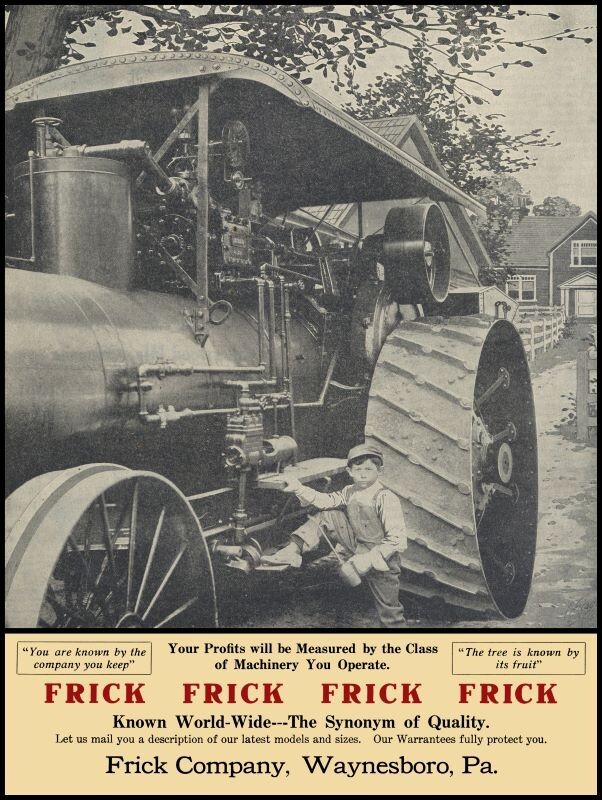 1911 Frick Steam Traction Engine w/ Little Boy NEW Sign 30×40&Prime; US STEEL XXL Size