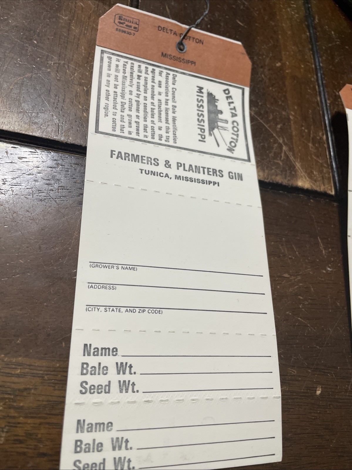 Vintage Farmer & Planters Gin Tunica Mississippi DELTA – Cotton Gin Tag