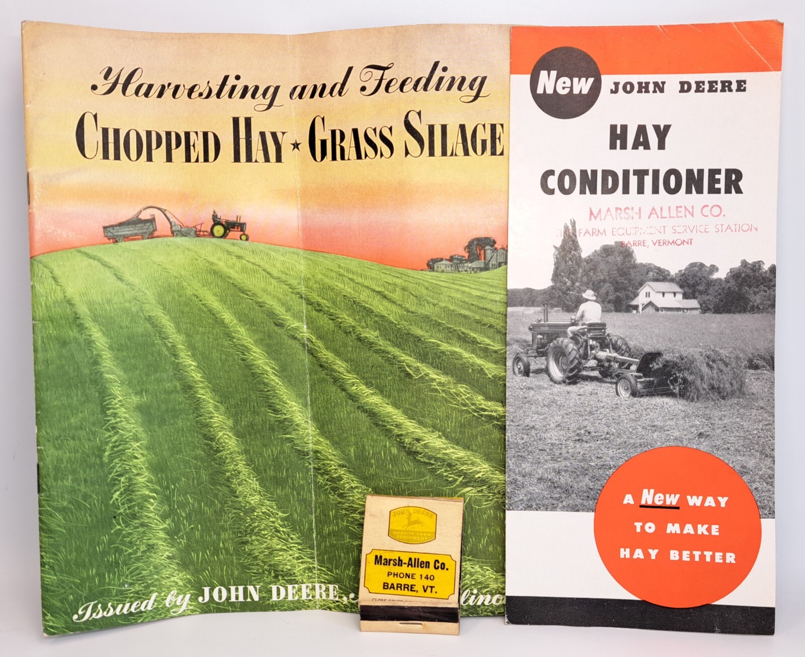 VINTAGE JOHN DEERE AD PAMPHLET BOOKLET MATCHBOOK COVER MARSH-ALLEN CO. BARRE VT