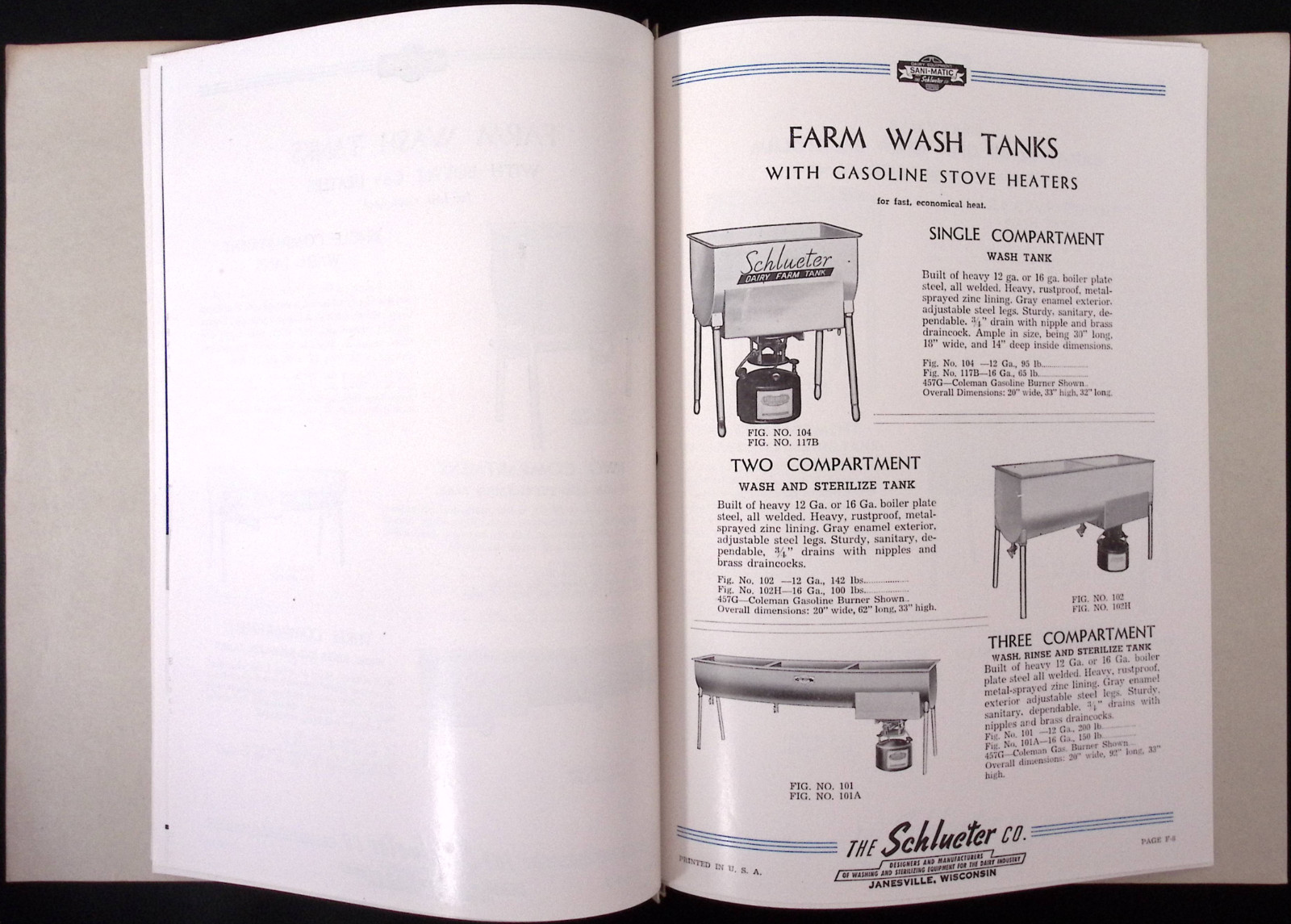 1952 Sani-Matic Washing Sterilizing Equipment for Dairy Plant & Farm Schlueter