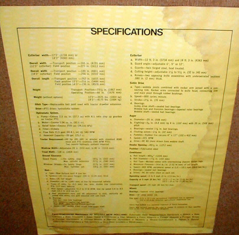 Sperry New Holland Pivot-Tongue Windrower 1980 Full Color 8 Page Dealer Brochure