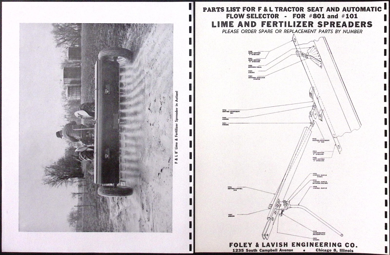 1953 Foley & Lavish Lime & Fertilizer Spreader Brochure F&L Farm Equipment
