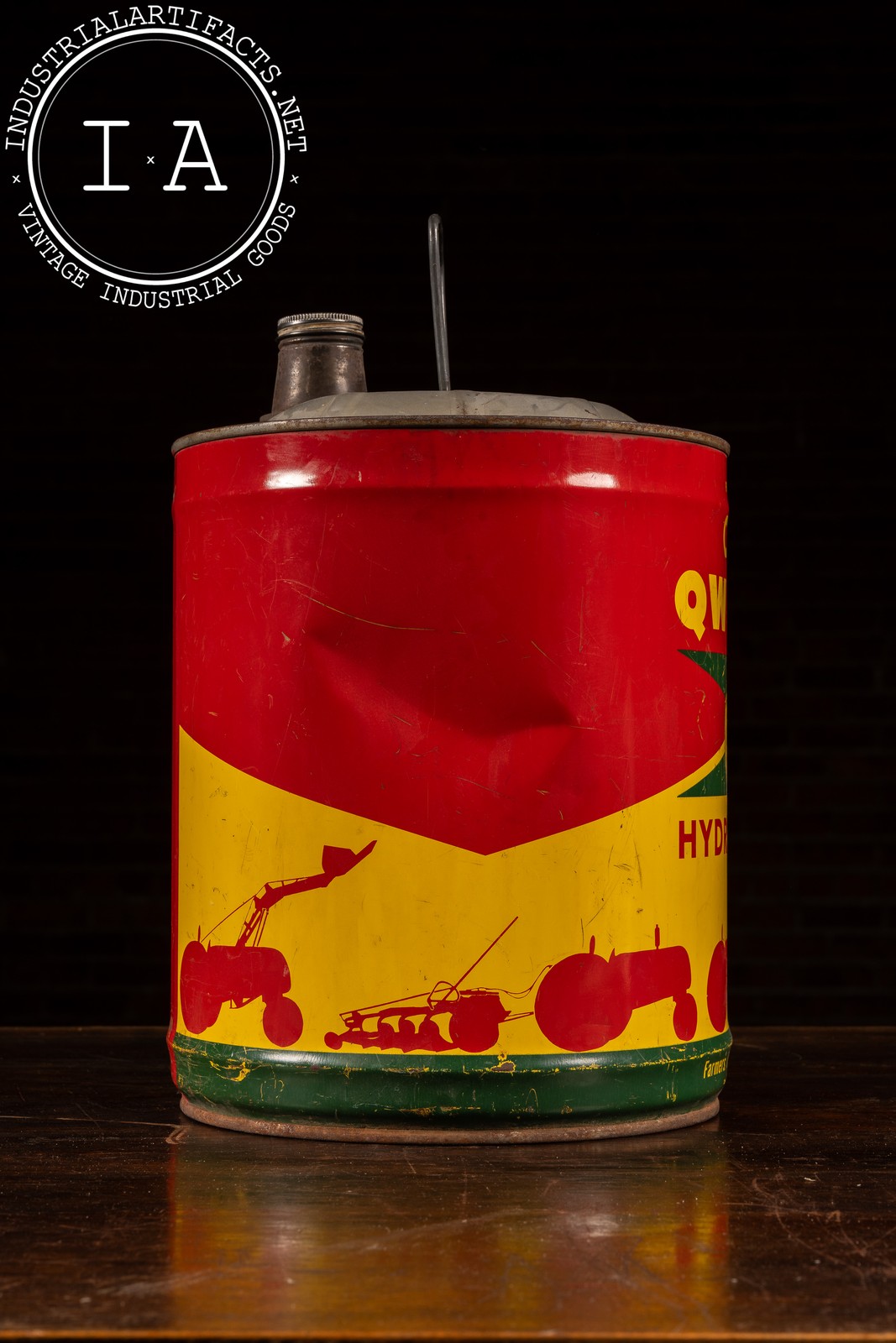 Vintage Tin Litho Famer&rsquo;s Union Co-Op « Qwiklift » 5-Gal. Hydraulic Oil Can