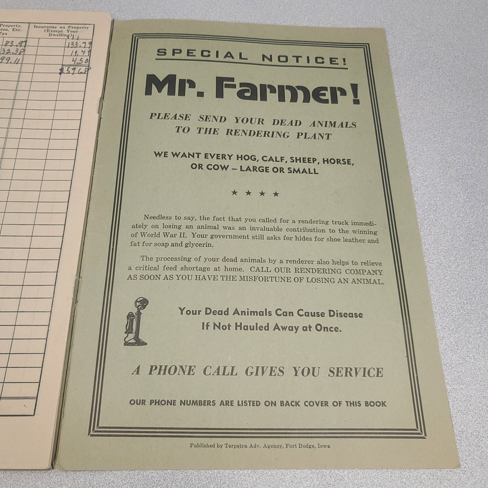 Vtg 1940s Lincoln Nebraska RENDERING CO FARM RECORD BOOKS Advertising Lot 3