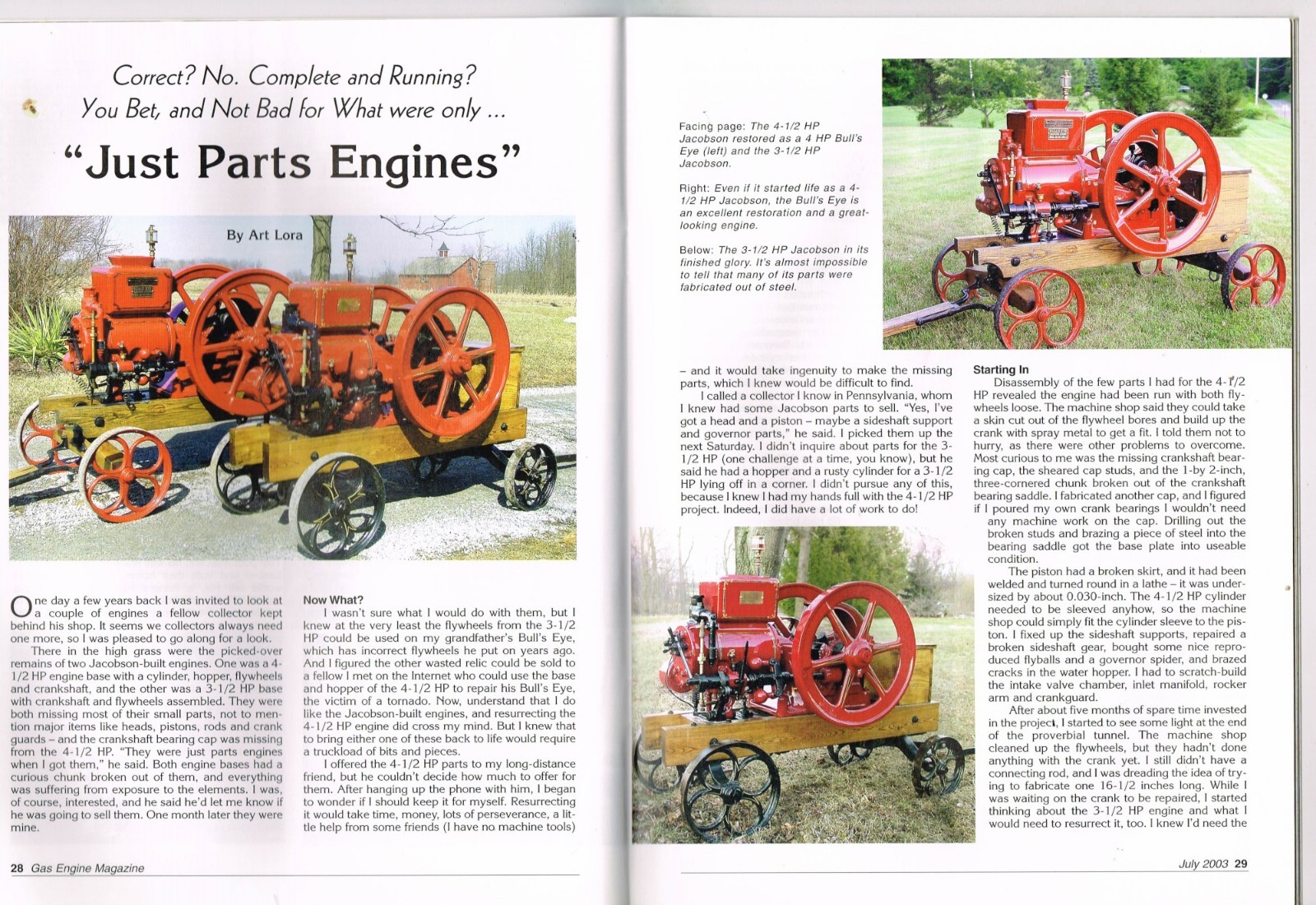The GAS ENGINE magazine July 2003, 4HP Otto, John Deere « D »