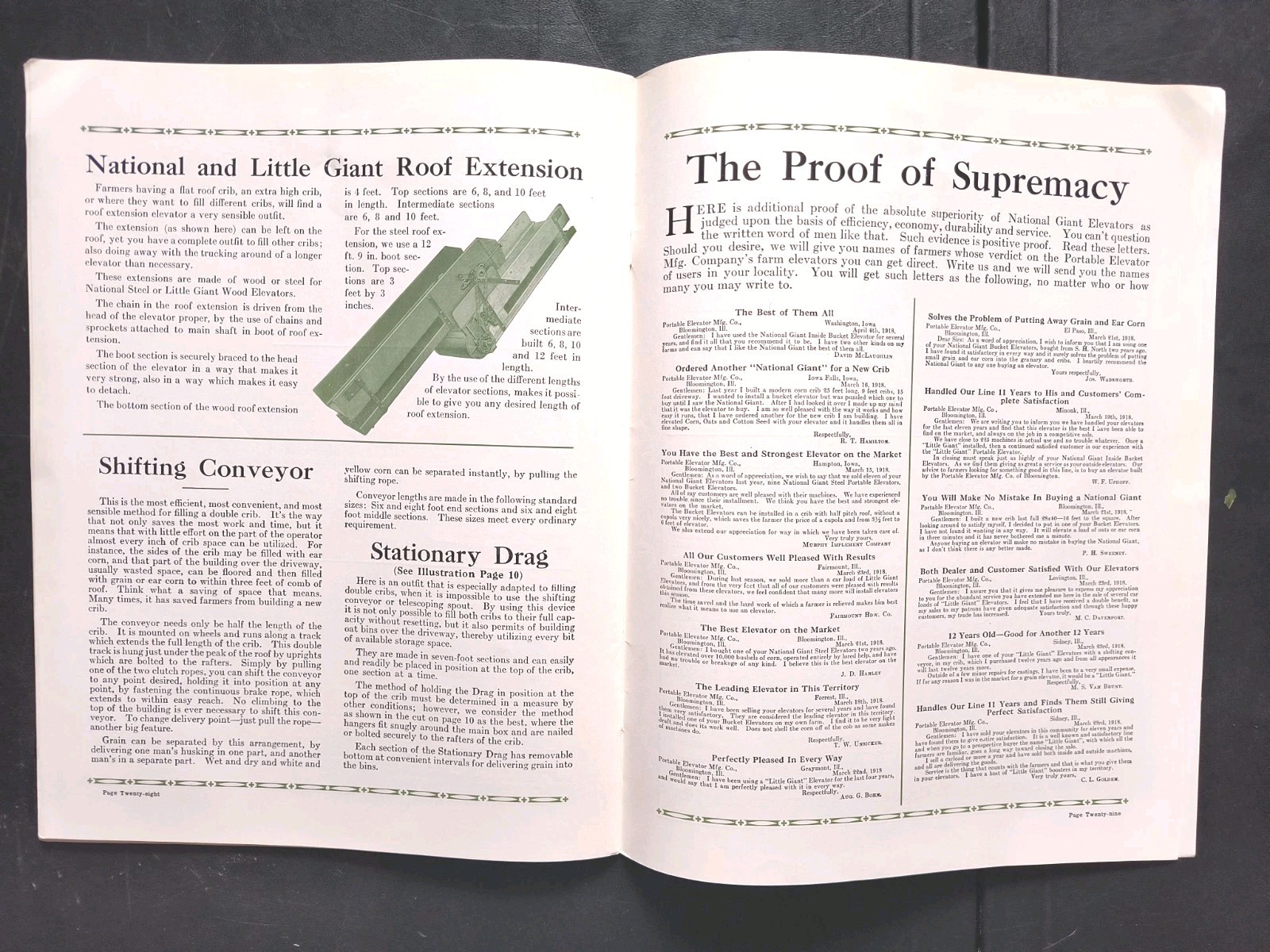 1921 National Giant Sales Brochure. Portable Elevator Mfg Farm Advertising IL