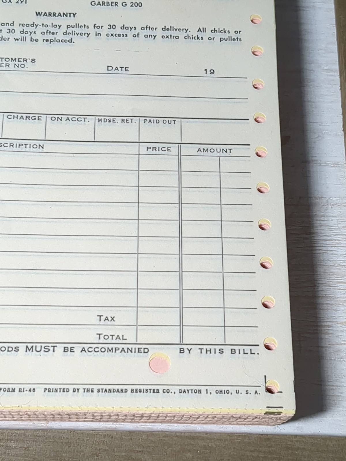 Sterling Hatchery Wayne County Ohio Kneubuehl Area Code 216 Receipts Invoice NOS