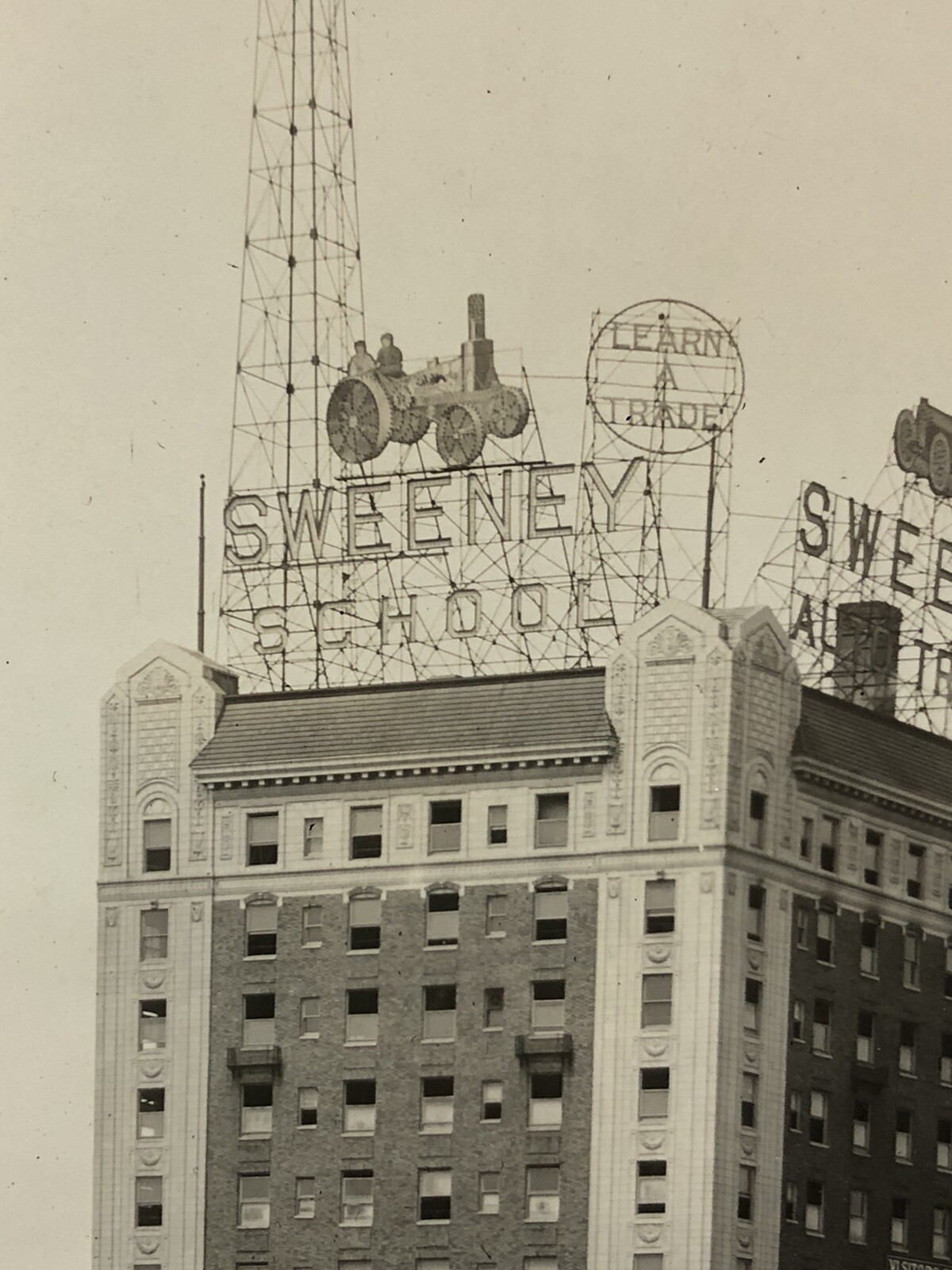 Rare – SWEENY (Automobiles) TRACTOR SCHOOL Real Photo – Kansas City – circa 1920
