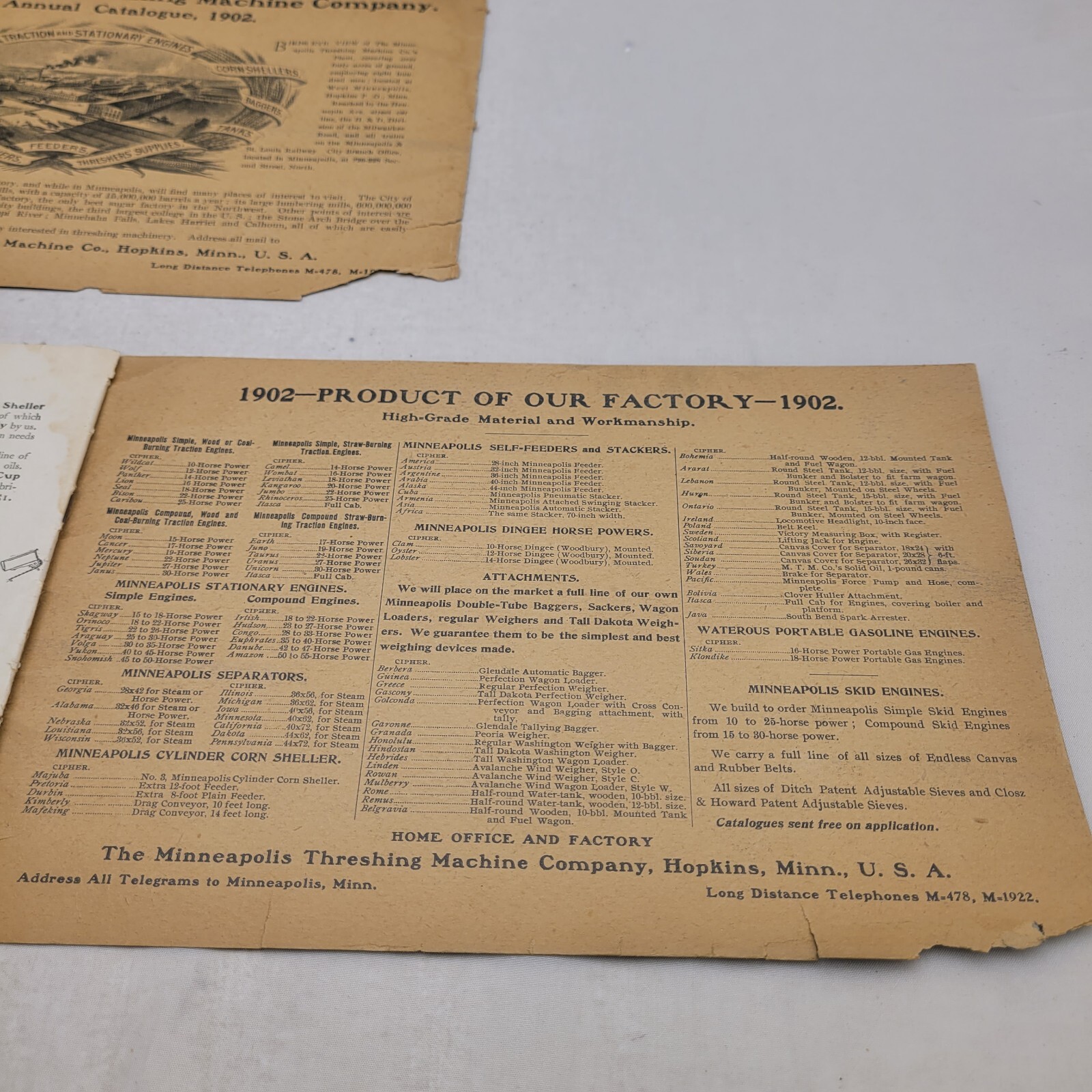Minneapolis Threshing Machine Co. 1902 Catalog Brochure Minnesota Genuine