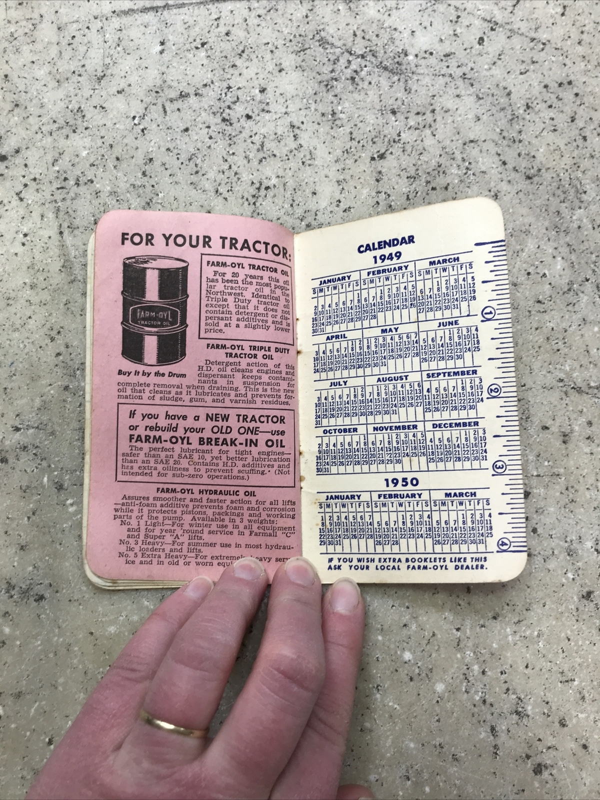 Vintage Rare Farm-Oyl Memo Pad Tractor Motor Oil Guide Brouchure Hand Booklet