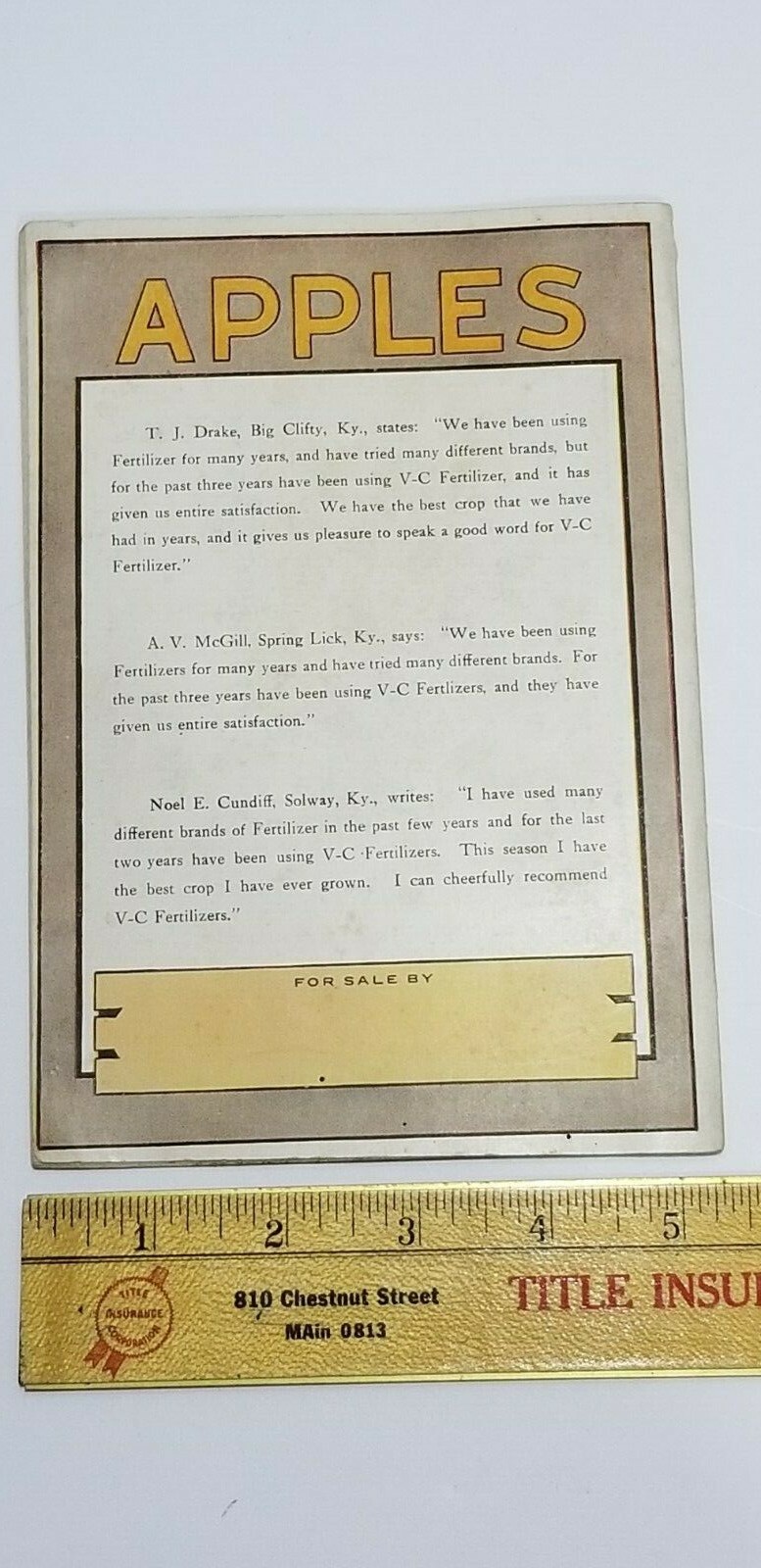 Vintage 1921 Advertising Pamphlet APPLE GROWING Virginia Carolina Fertilizer