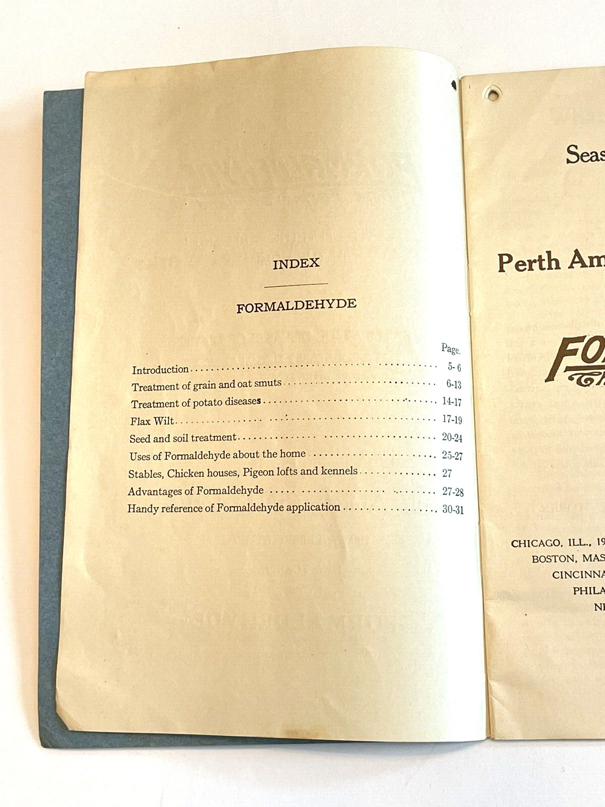 Formaldehyde the Farmer’s Friend 1916 Perth Amboy Agricultural Advertising Book