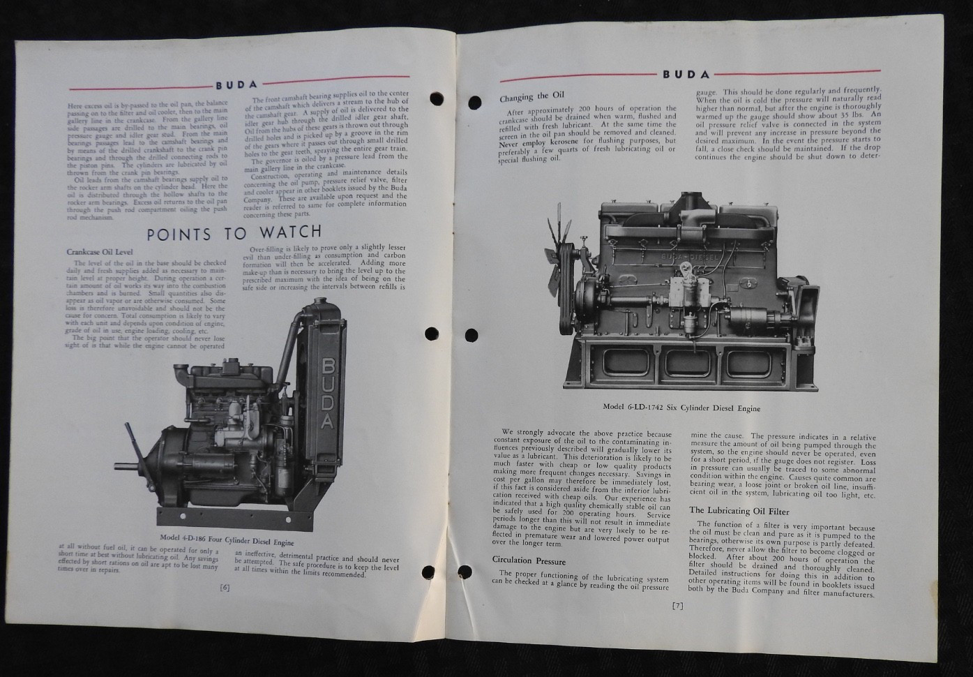 1928 Buda « Diesel Engines for Industrial Use » Lubrication Guide ORIGINAL!
