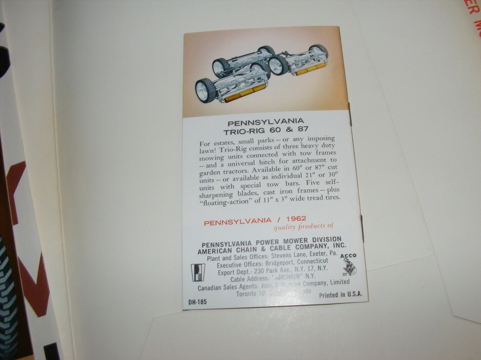 1962 Pennsylvania Mowers Advertising Folder , Sales Broshures Catalog NICE COND