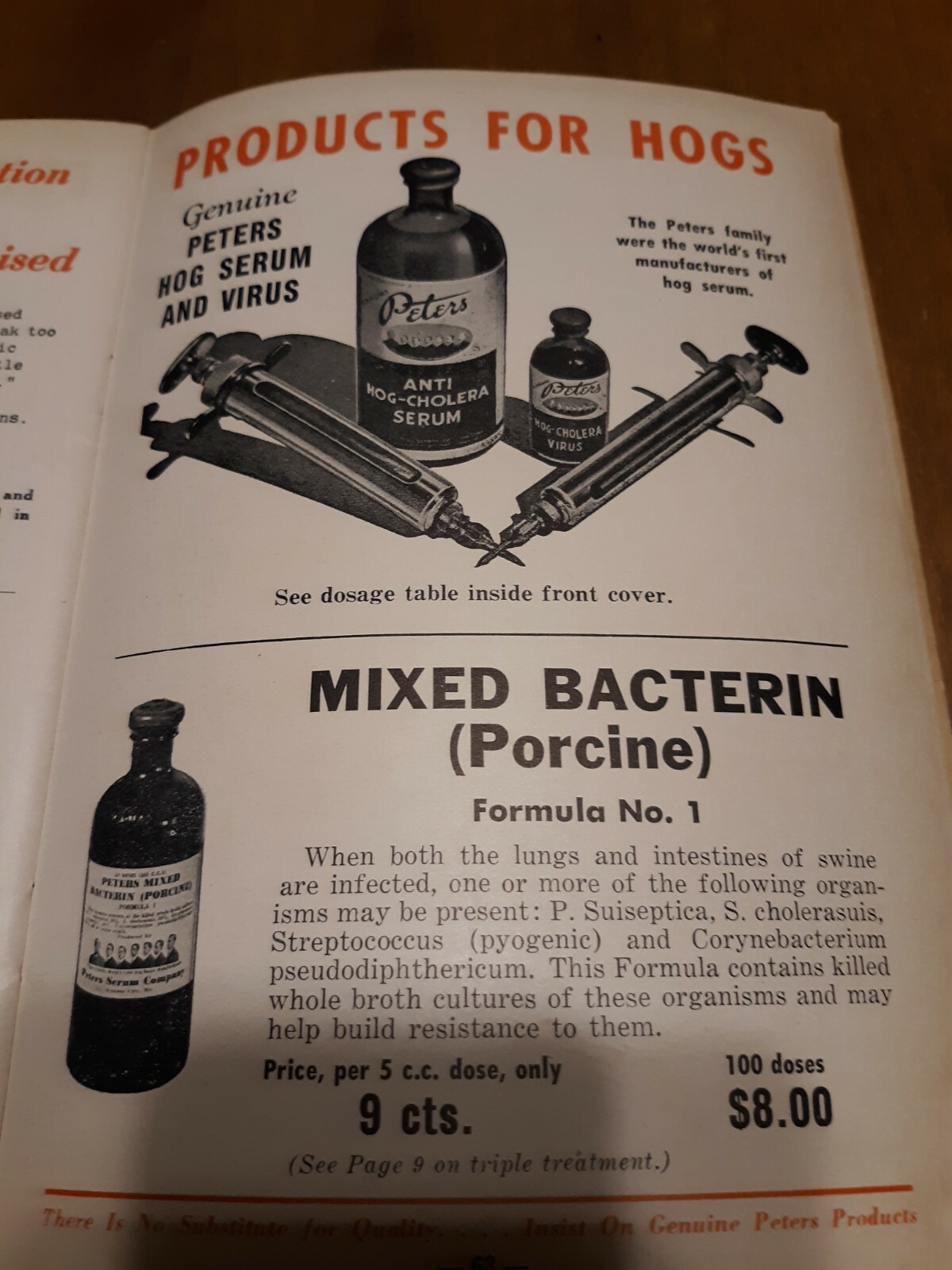 1945 PETERS VETERINARY GUIDE ~ PETERS SERUM CO 96 PAGES