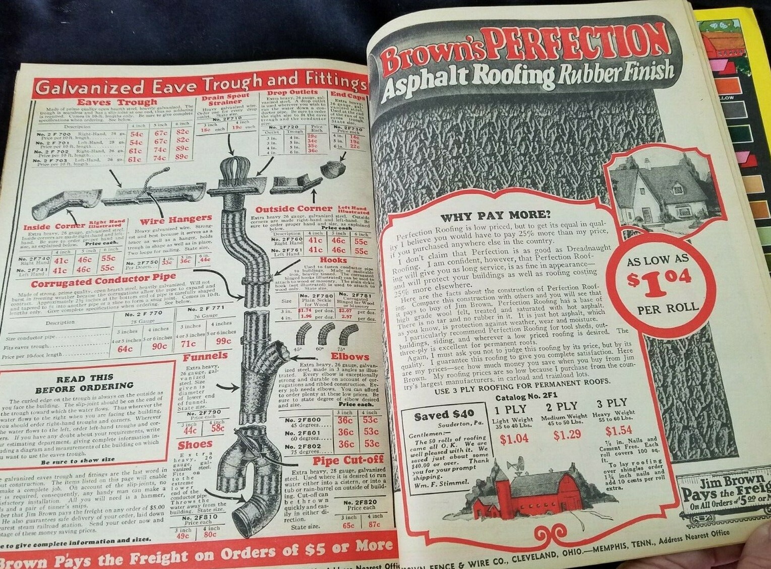 1934 Catalog Brown Fence & Wire Cleveland Memphis Gates Paint Farm Color Chart