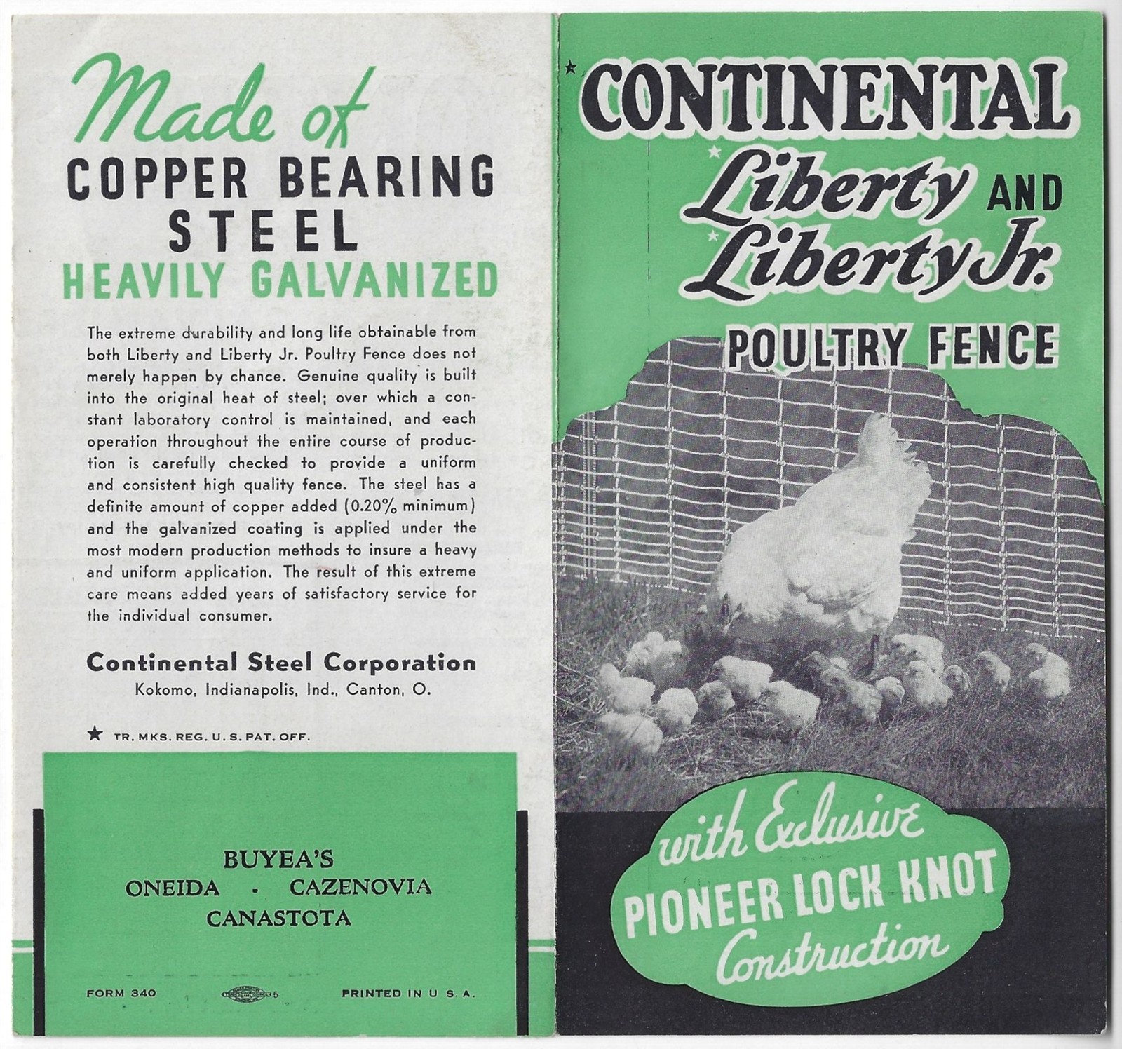 Poultry Fence Continental Liberty JR Vintage Leaflet Wire Fencing Farm Supply