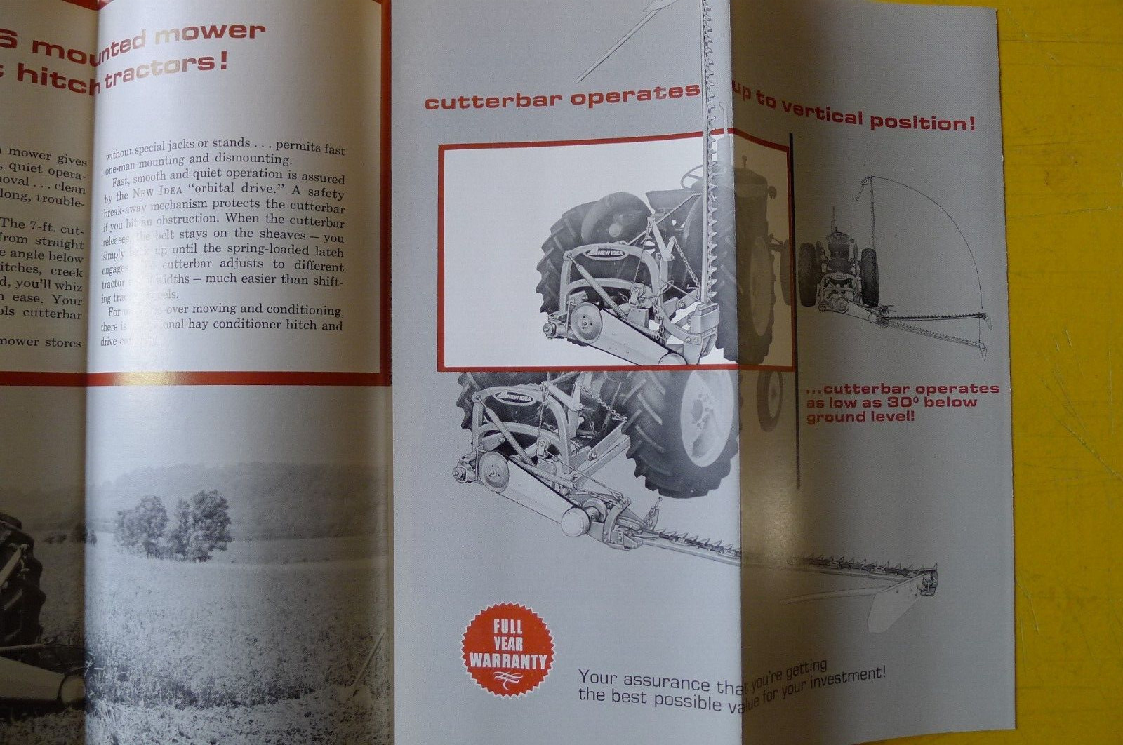 MINTY Vintage NEW IDEA 3-Point Hitch Mower BROCHURE Pamphlet 1967
