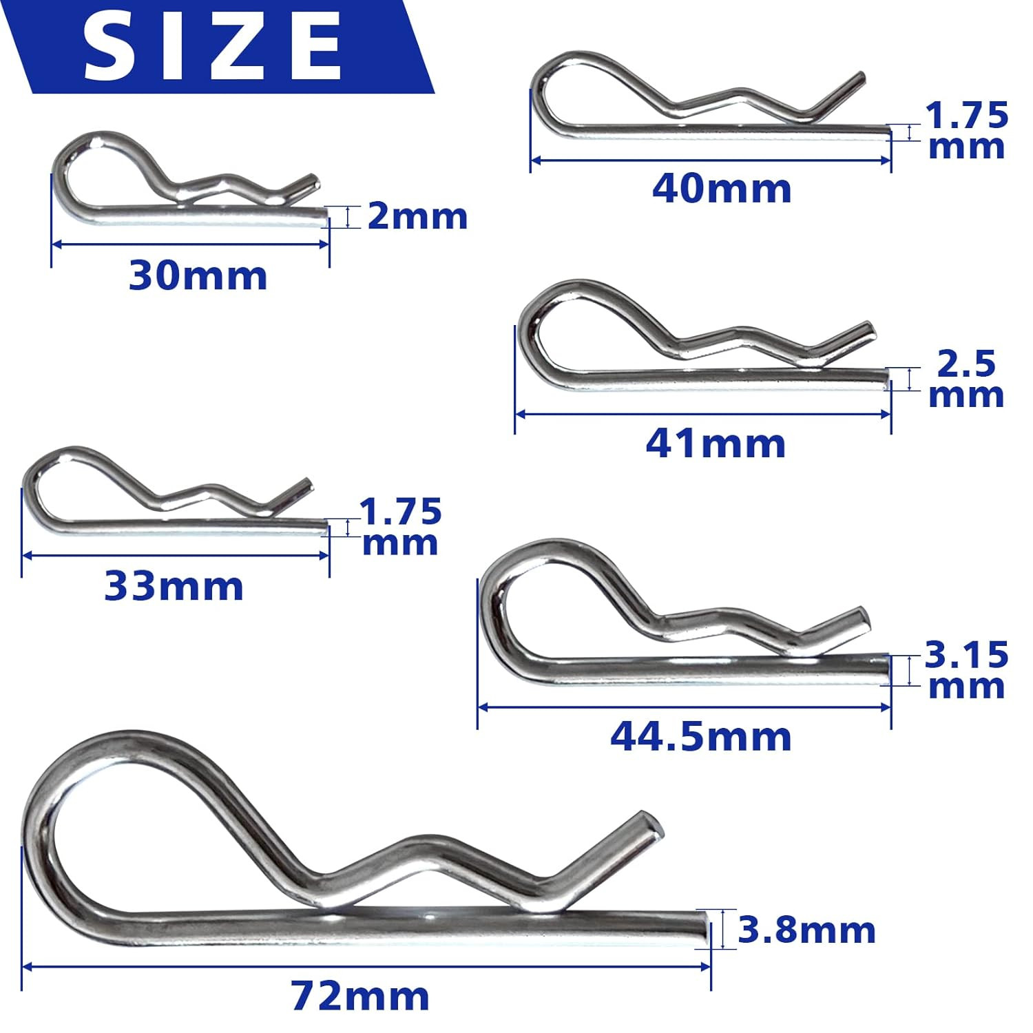 Hitch Pin Clip Pins 119Pcs – Linch and PTO Pins for Trailers Tractors Trucks Tow