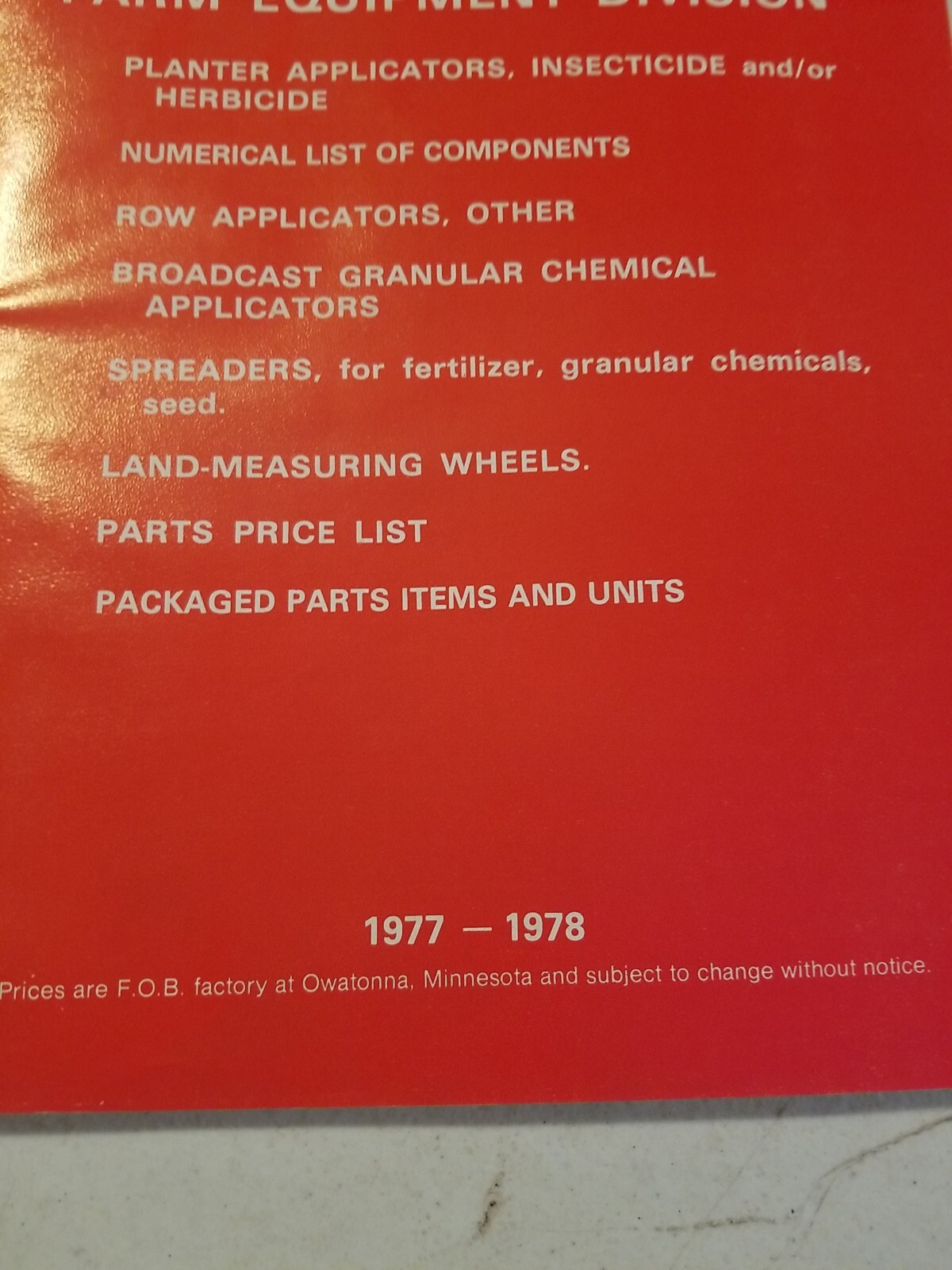 Original 1977-78 GANDY Farm Equipment Catalog Price List Brochure