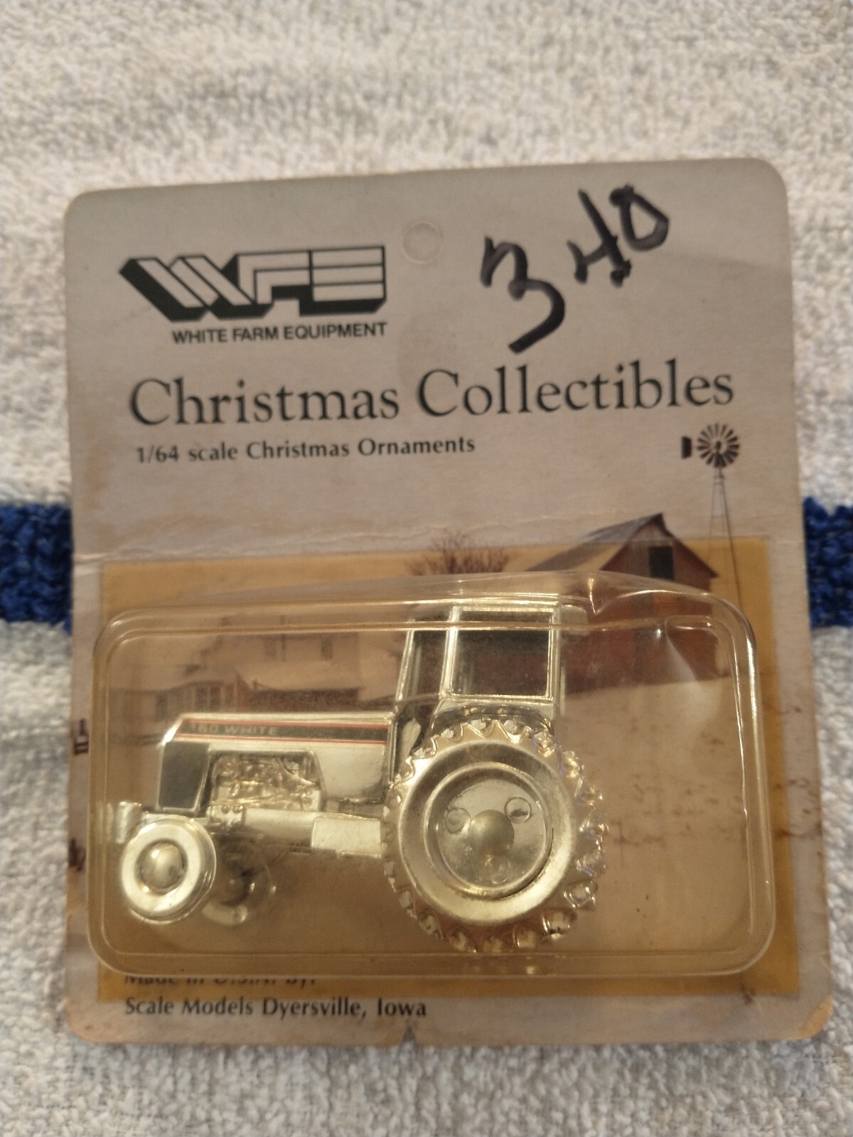White Farm Equipment 160 Tractor Christmas Collectible Ornament 1989 1/64 Scale