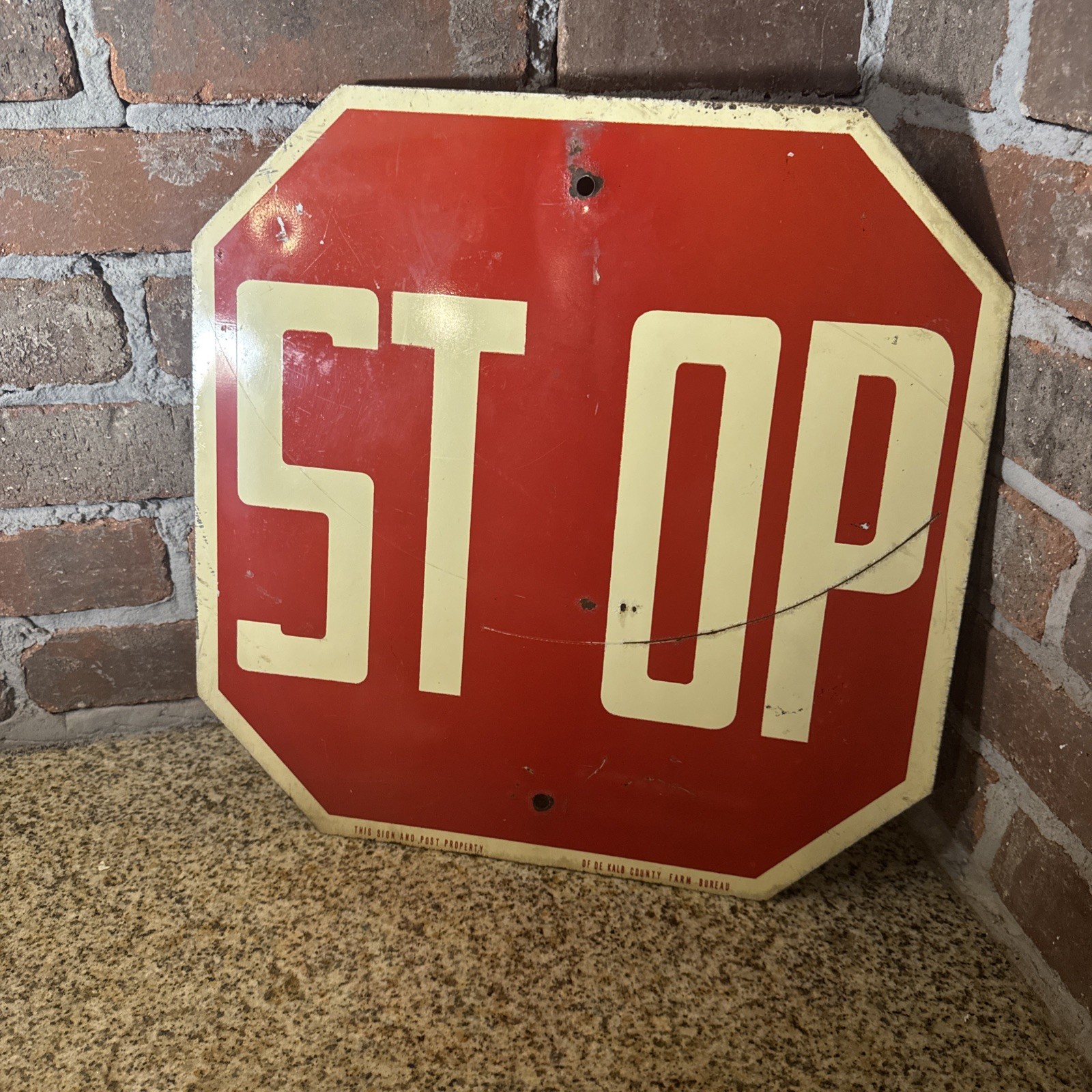 Vintage Farm Bureau & Stop Sign 15&Prime; X 15&Prime; Metal Sign Dekalb County Illinois