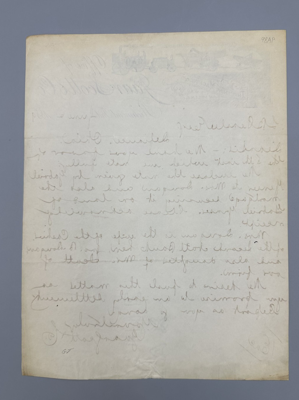 1889 GAAR SCOTT Saw Mills THRESHING MACHINES Letter FARM Advertising RICHMOND IN