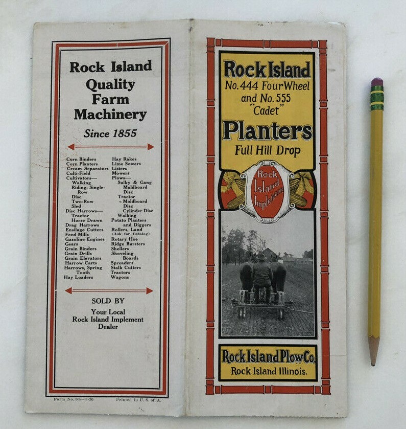 1930 ROCK ISLAND Planter PLOW Co FARM Advertising Antique Brochure POSTER