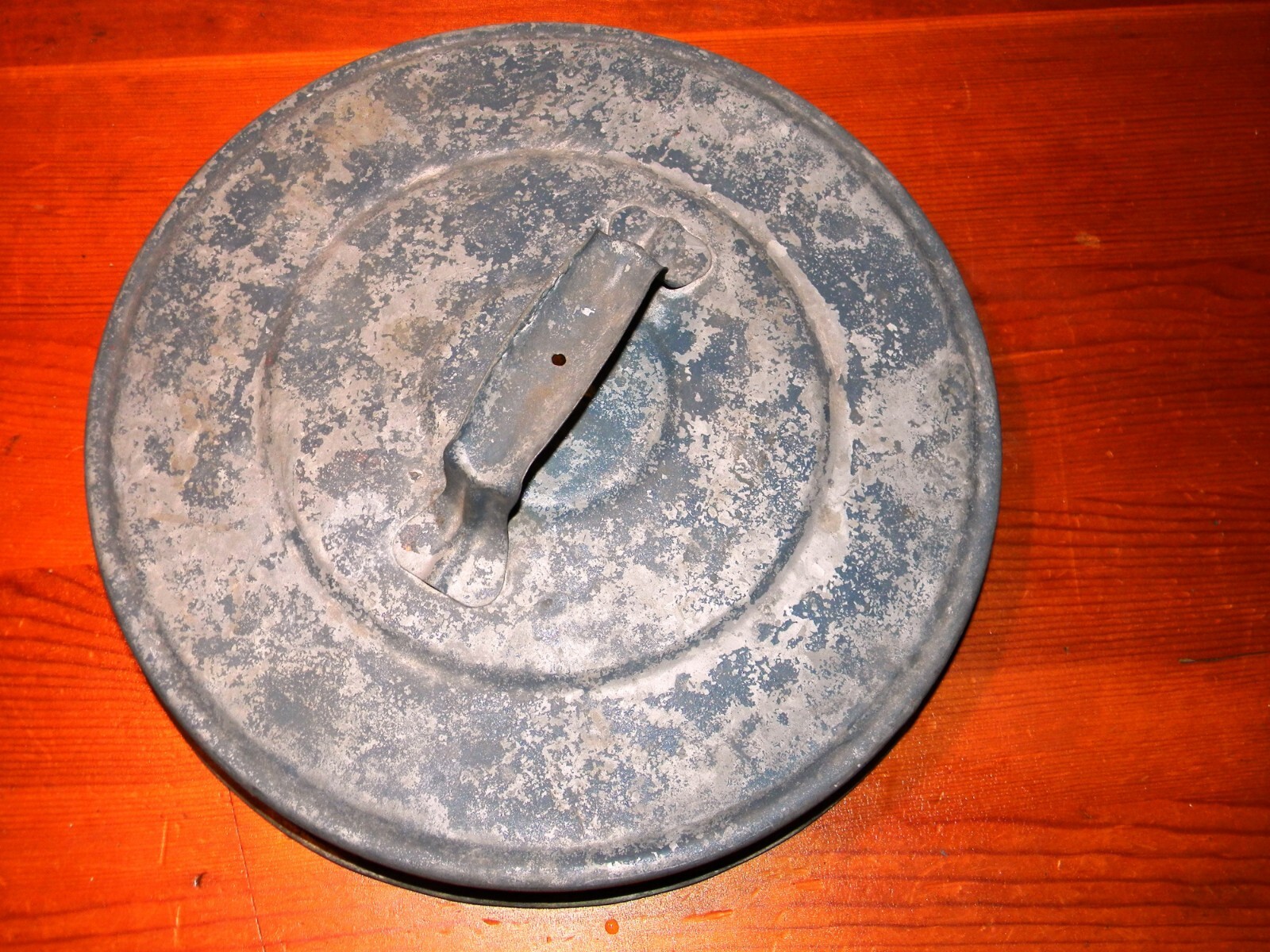 VINTAGE HAND BUCKET INDIAN LABEL 11 INCH TALL ZINC COATED WITH HANDEL PAIL