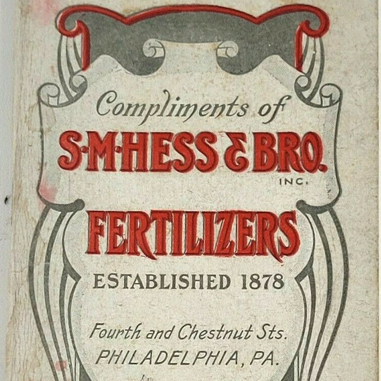1912 SM Hess Fertilizers Manure Keystone Pocket Guide Calendar Ads Philadelphia