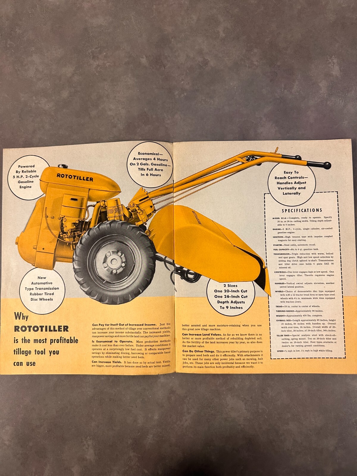 Vintage Rototiller Power Tiller of a Hundred Uses Brochure