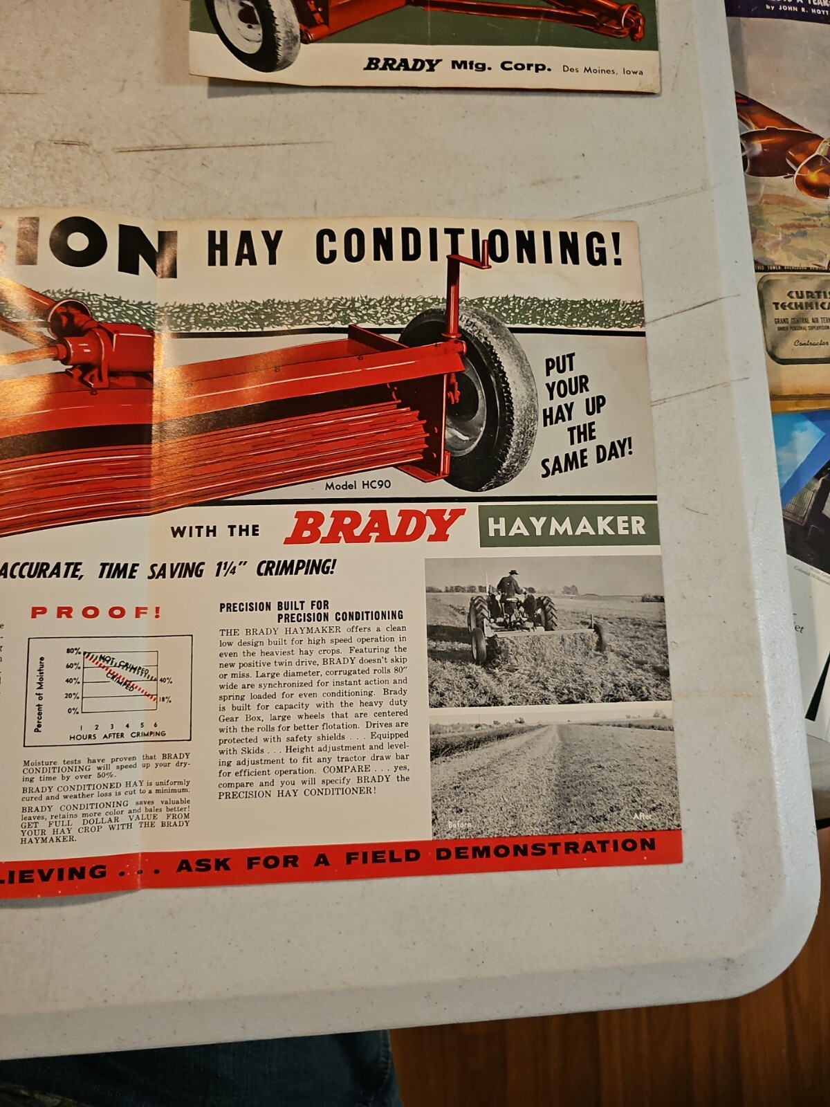 Vintage Brady Manufacturing Haymaker Sales Brochure