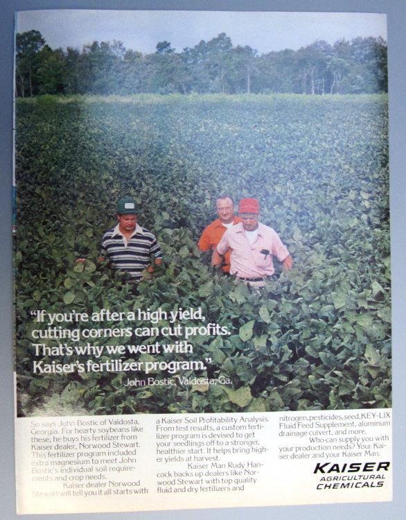 Original 1978 Fertilizer Ad Photo Endorsed John Bostic, Valdosta, Georgia