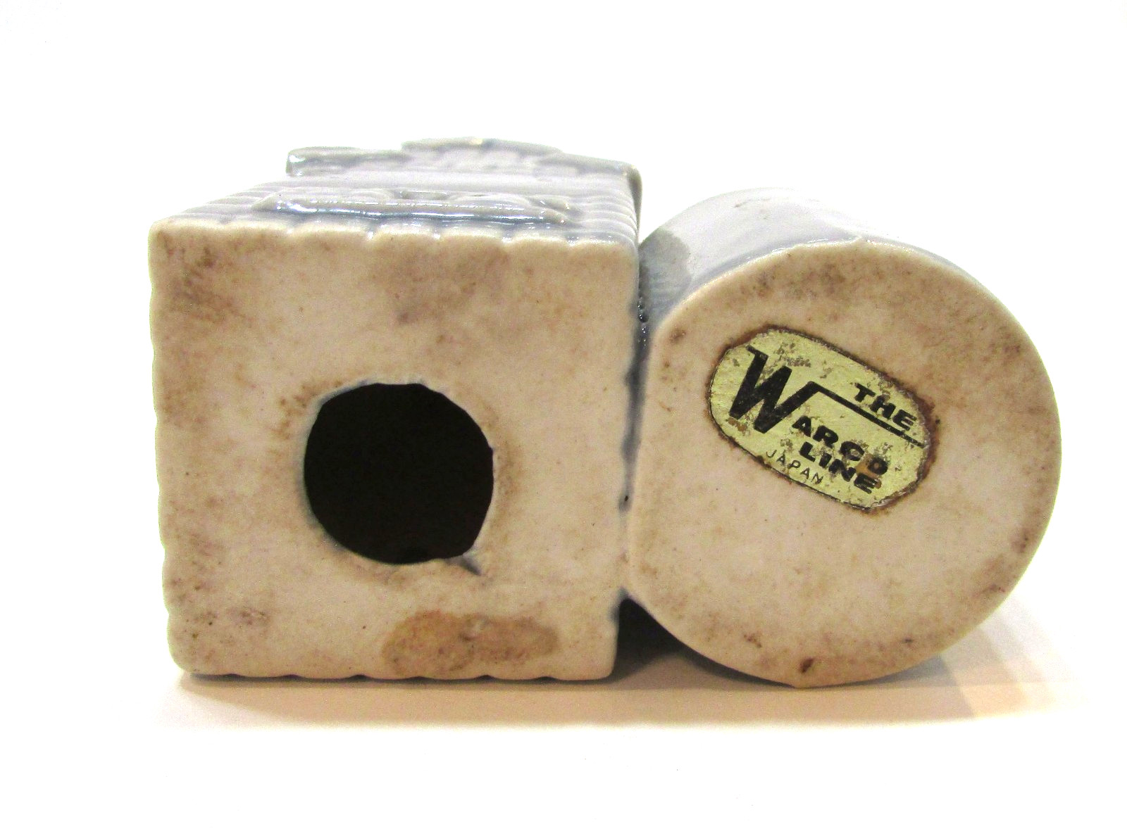 Vintage Grain Elevator Building Warco Japan Gray Ceramic 3&Prime; Toothpick Holder
