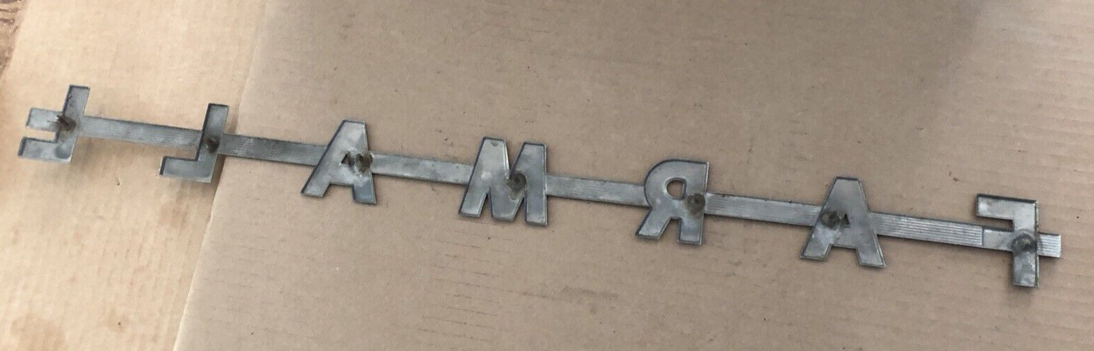 Vintage IH FARMALL Tractor Aluminum Metal Emblem Script INTERNATIONAL HARVESTER