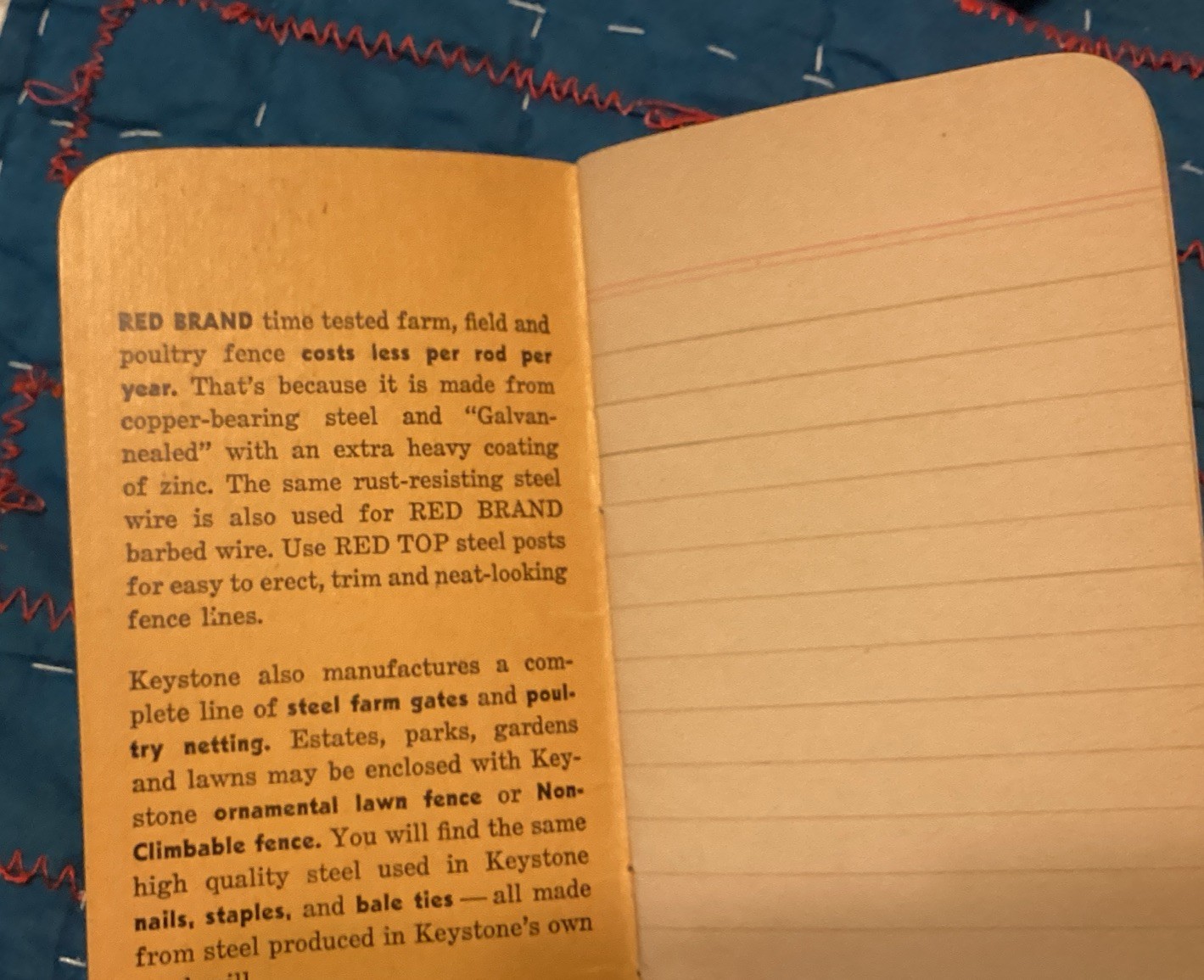 Ohio Farmers Member Red Brand. Keystone Wire Note Book.