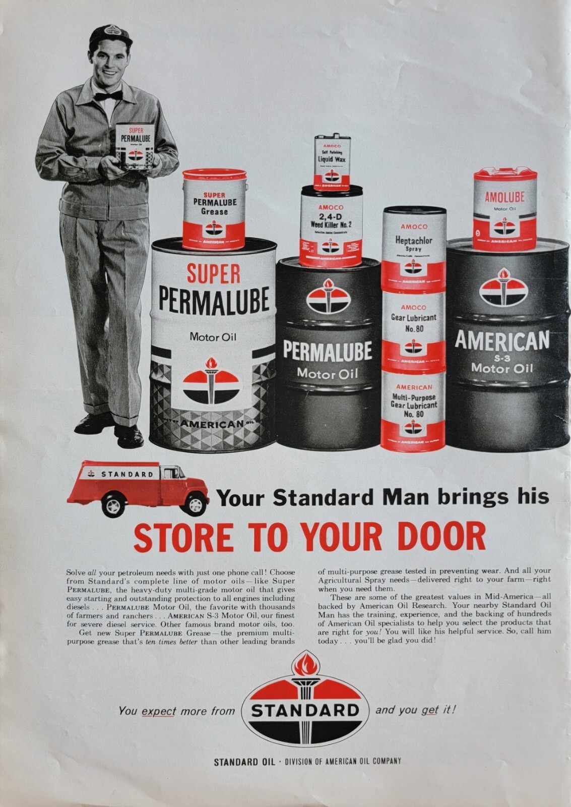 Standard Oil Fuels, Tractors-Combines Vintage 1961 Farm Agricultural Magazine Ad