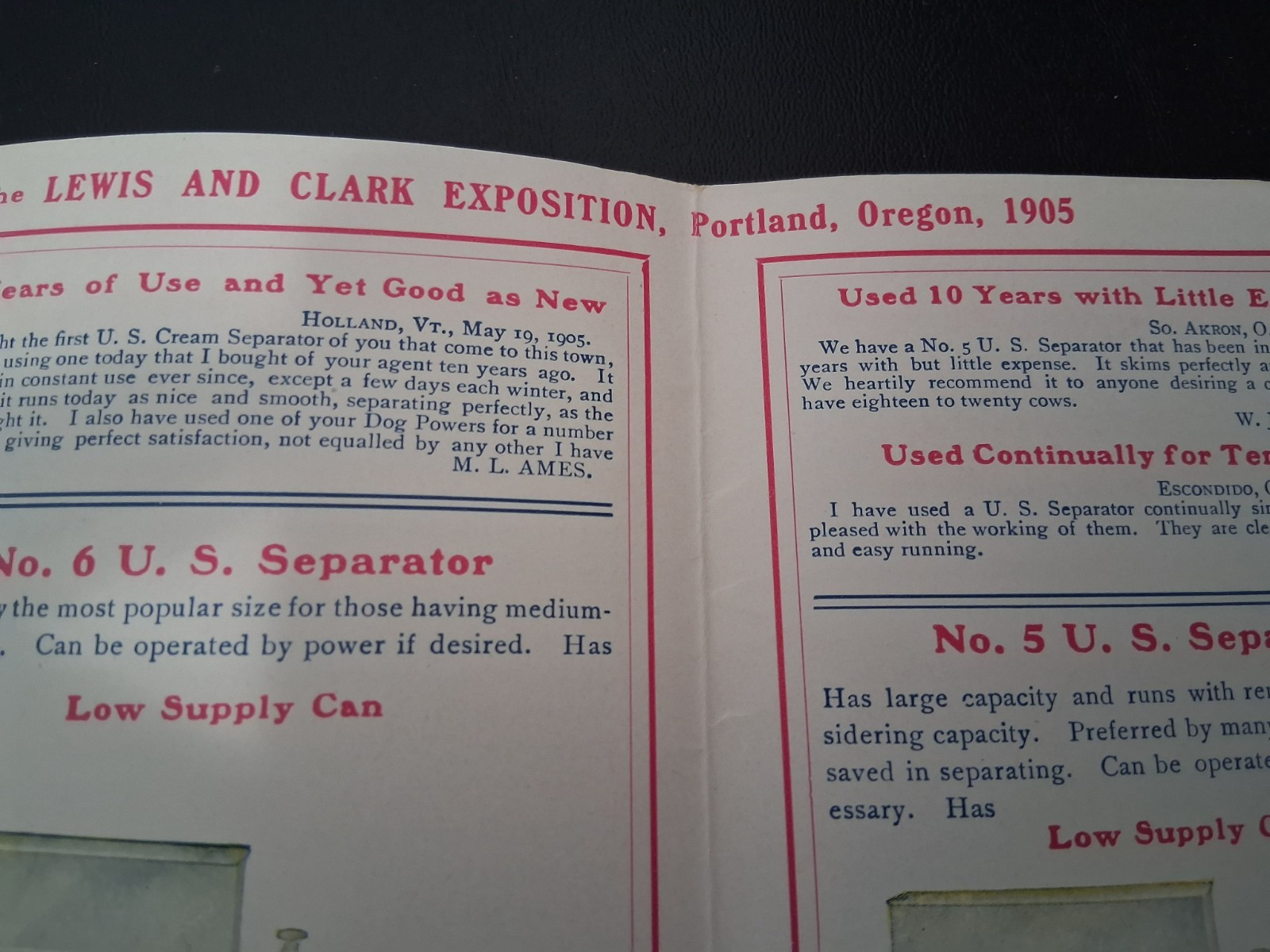 1906 U.S. Cream Separator Catalog Vermont Farm Machine Dairy Bellows Falls color
