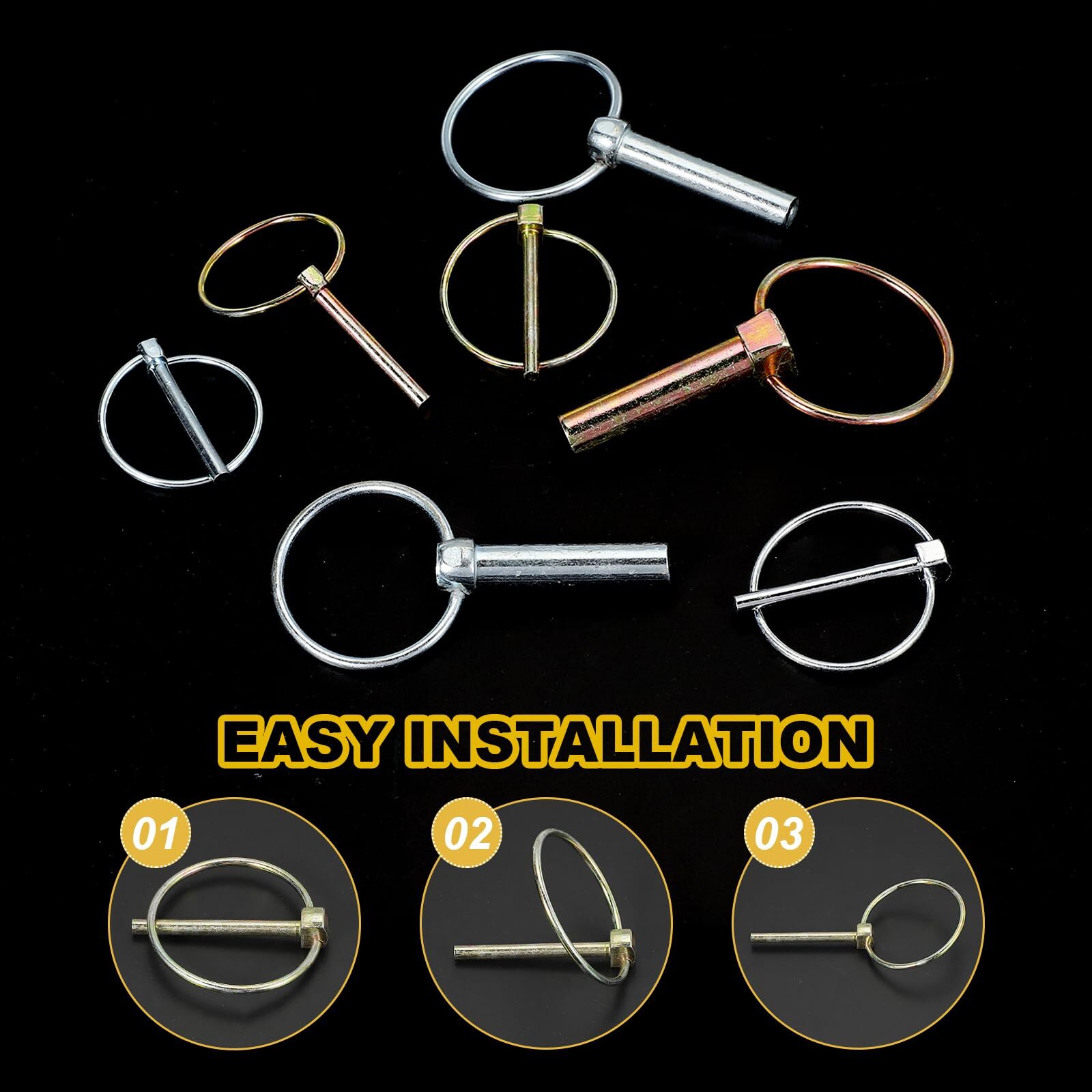 M10x50 mm Tractor Lynch Pin with Ring 10 Pcs Heavy Duty Assortment Kit Lock P…