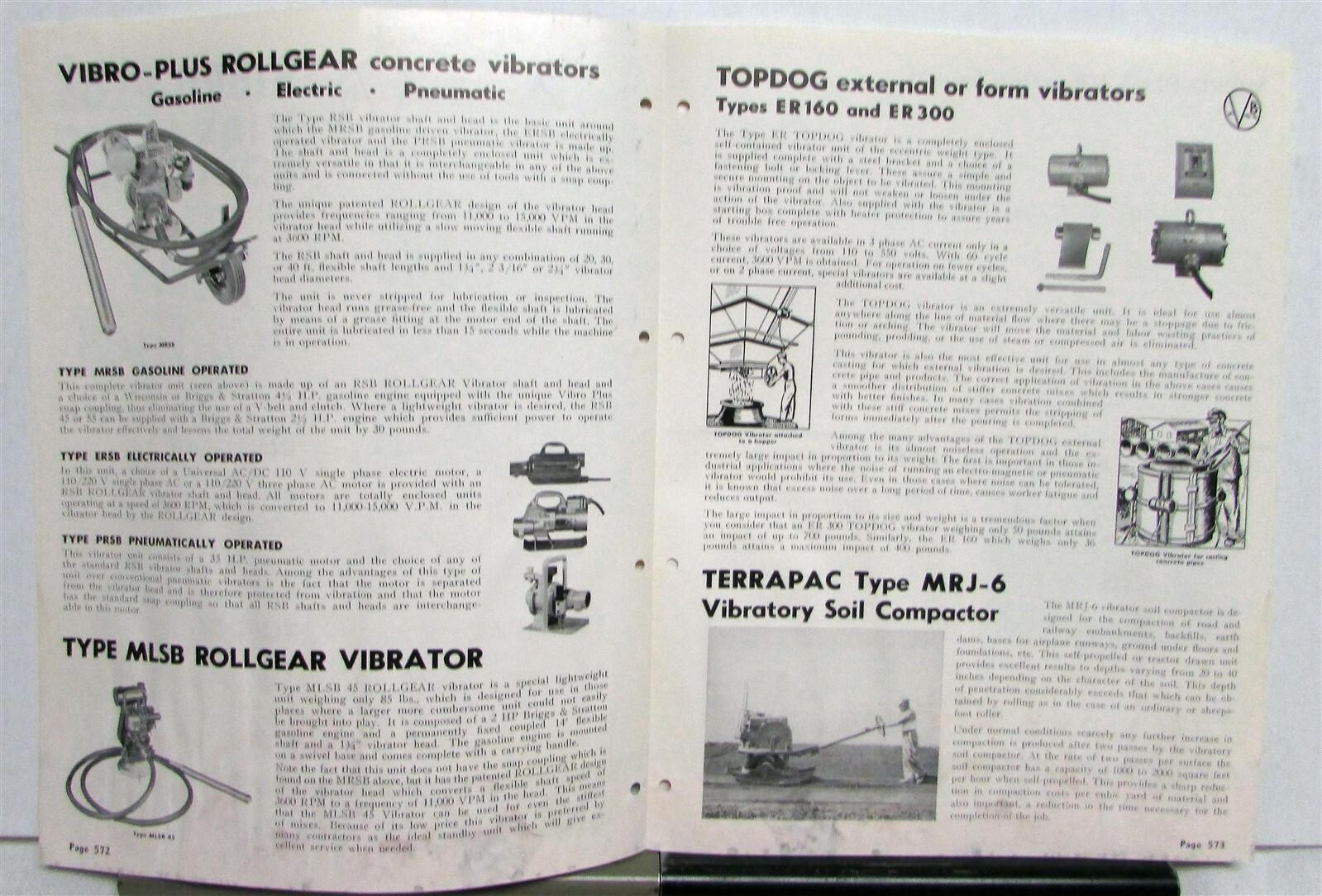 1950s Vibro-Plus Vibrating Equipment Construction Sales Folder